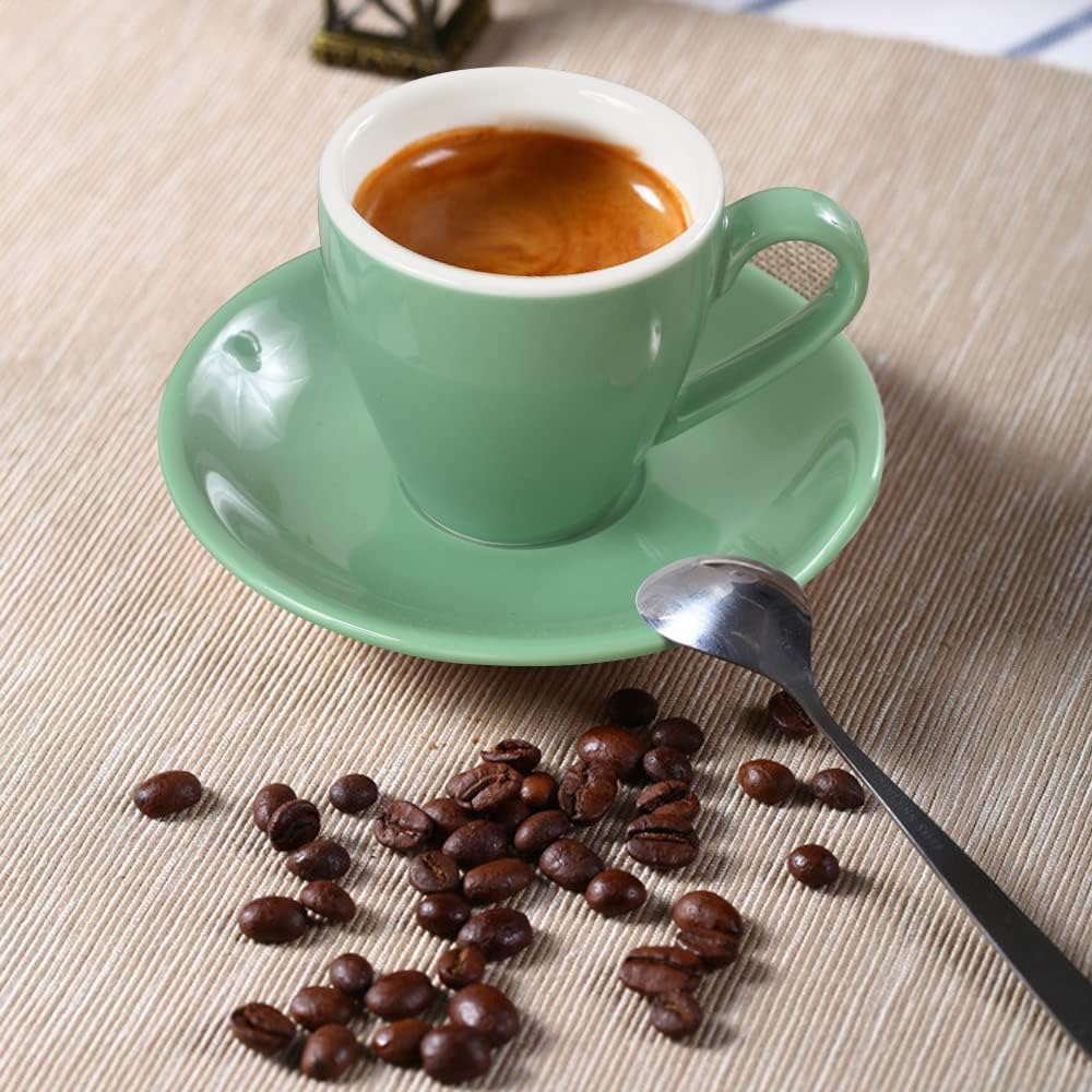 Porcelain Espresso Cup with Saucer, Espresso shot Cup, 80ml/2.7Oz, Cyan