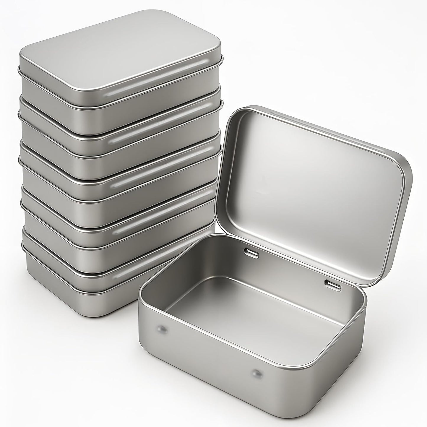 Small Metal Box With Lid-Cookie Tins Metal Tins With Lids Lens Wipes Storage Container Mini Portable Box,Empty Hinged Tin,For Organize Mint Candy Jar,Sewing Tools,DIY Gift Boxes(6 Pcs Silvery)