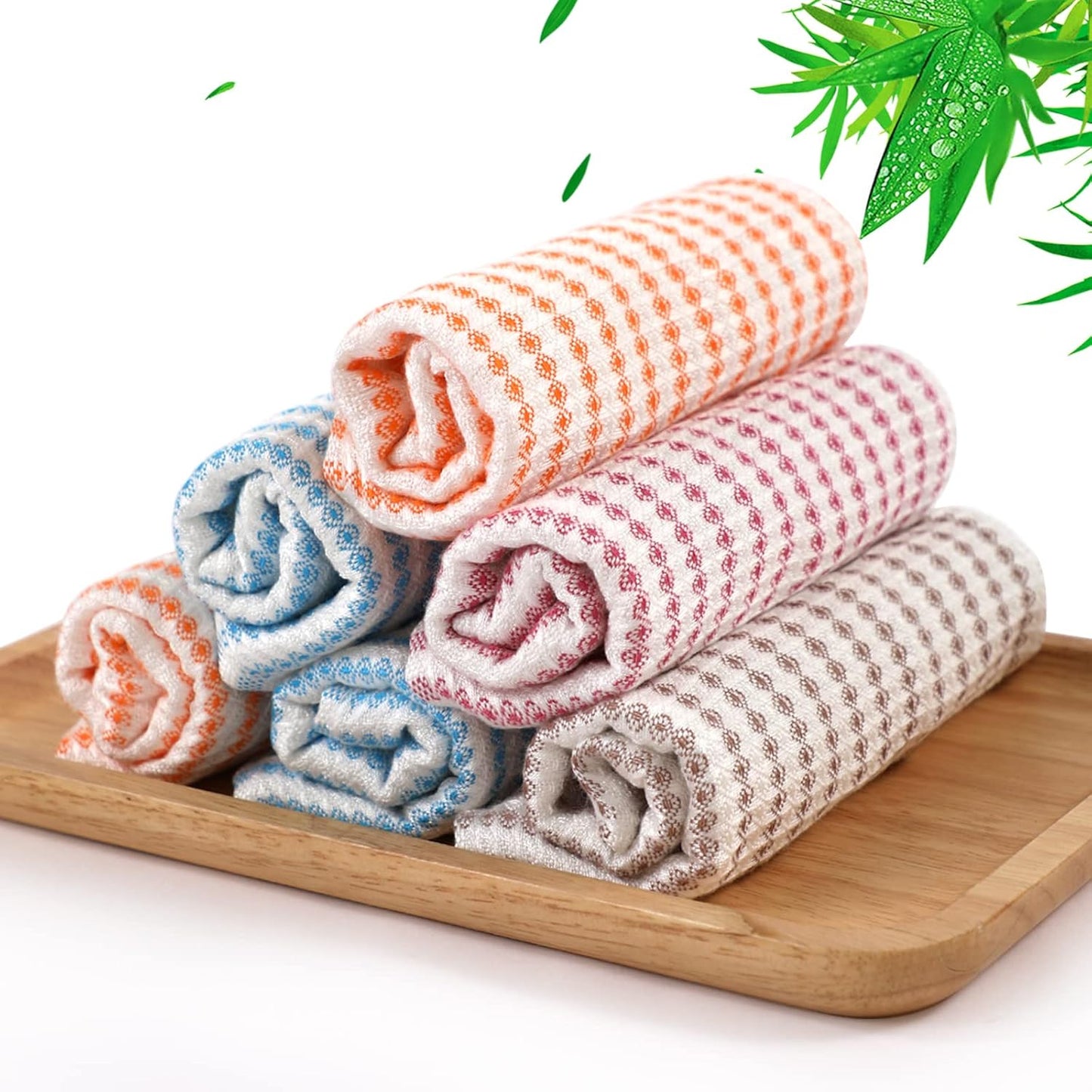 Kitchen Washcloths 6 Pack, 10x14 Inch Small Dish Cloth for Washing Dishes, Lint Free Fast Dry Reusable Cleaning Cloth, Ultra Soft & Scratch Free Waffle Dish Rag, Easy to Rinse Multicolor Dishcloth