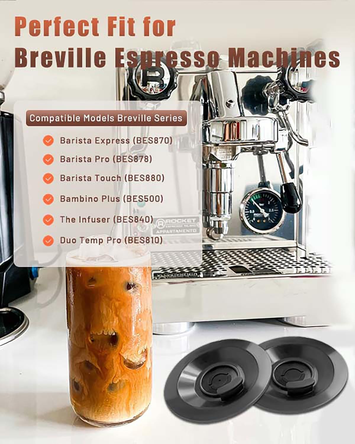 Espresso Backflush Cleaning Disc Set for Breville Espresso Machines – 54mm (4 Pack, 2 With Holes + 2 Without Holes), Compatible with Cleaning Tablets