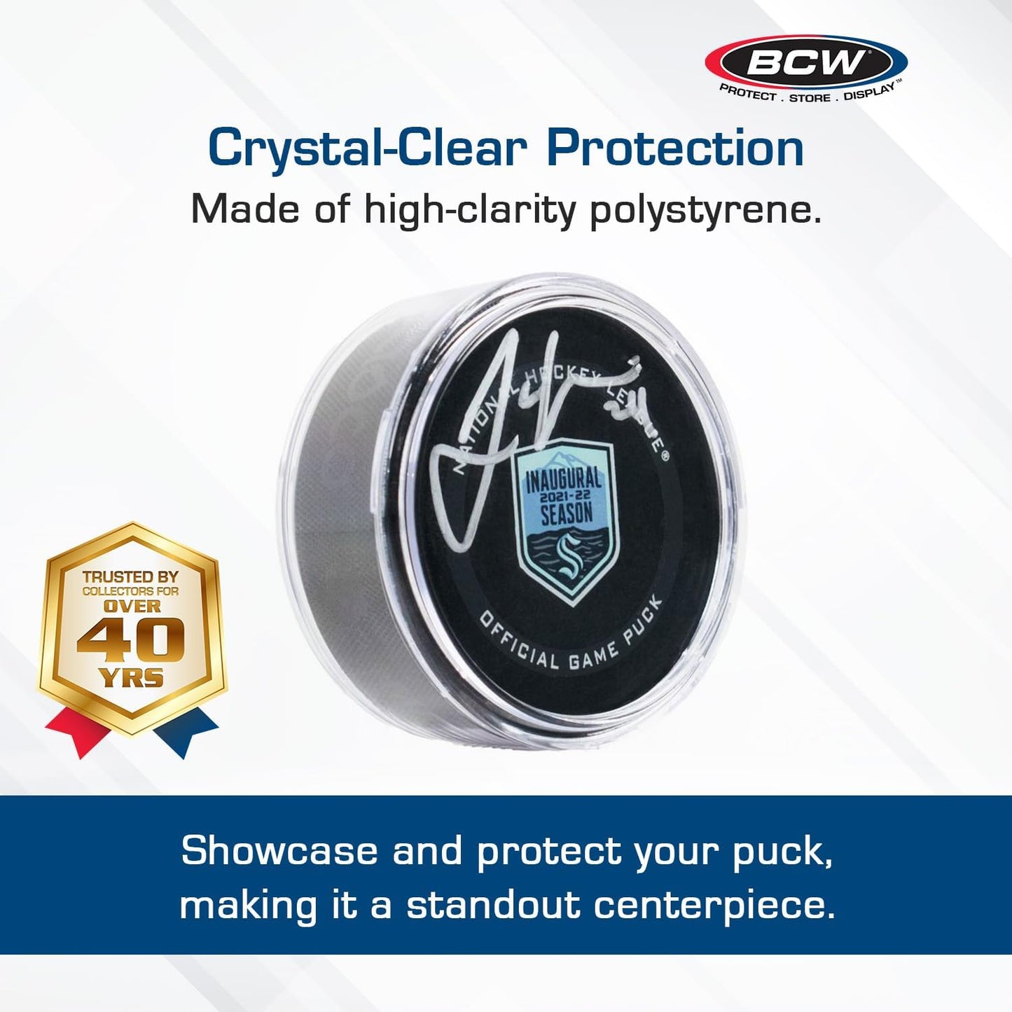 BCW Hockey Puck Tube Display Case - 2 ct - Crystal Clear, Stackable & Snug Fit