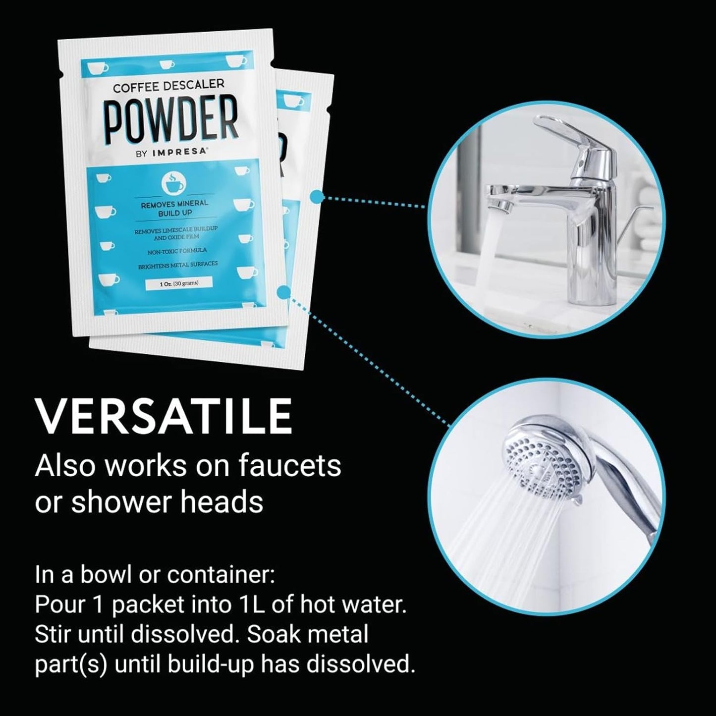 [10 Uses] Impresa Descaling Powder & Coffee Machine Cleaning Powder for Breville, for Keurig, for Nespresso, for Delonghi, for Ninja & More - Espresso Machine Descaler - Pot & Coffee Maker Cleaner