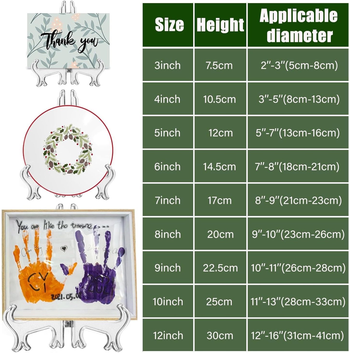 6 Pack 10 Inch Clear Plastic Easels or Stand/Plate Holders to Display Pictures or Other Items at Weddings, Plate Stands for Home Decoration, Birthdays, Tables