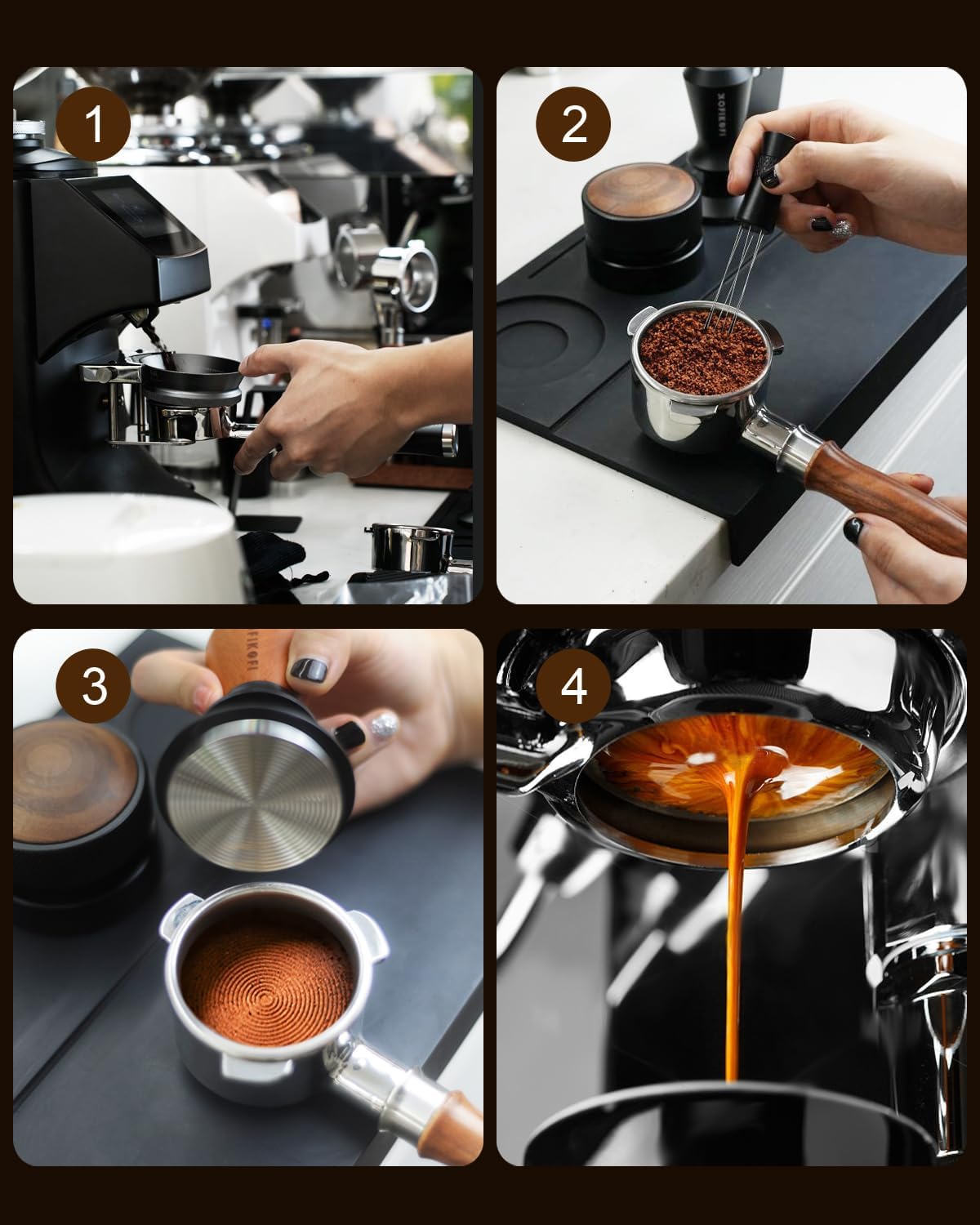 58mm Bottomless Portafilter For Gaggia, 2 Ears Slim Naked Portafilter Fits Gaggia Espresso Coffee Machines with Stainless Steel Head and 18g Filter Basket and Puck Screen - Rosewood Handle