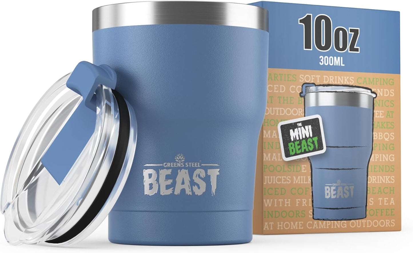 Beast 10 oz Tumbler Stainless Steel Vacuum Insulated Coffee Ice Cup Double Wall Travel Flask (Stormy Sky)