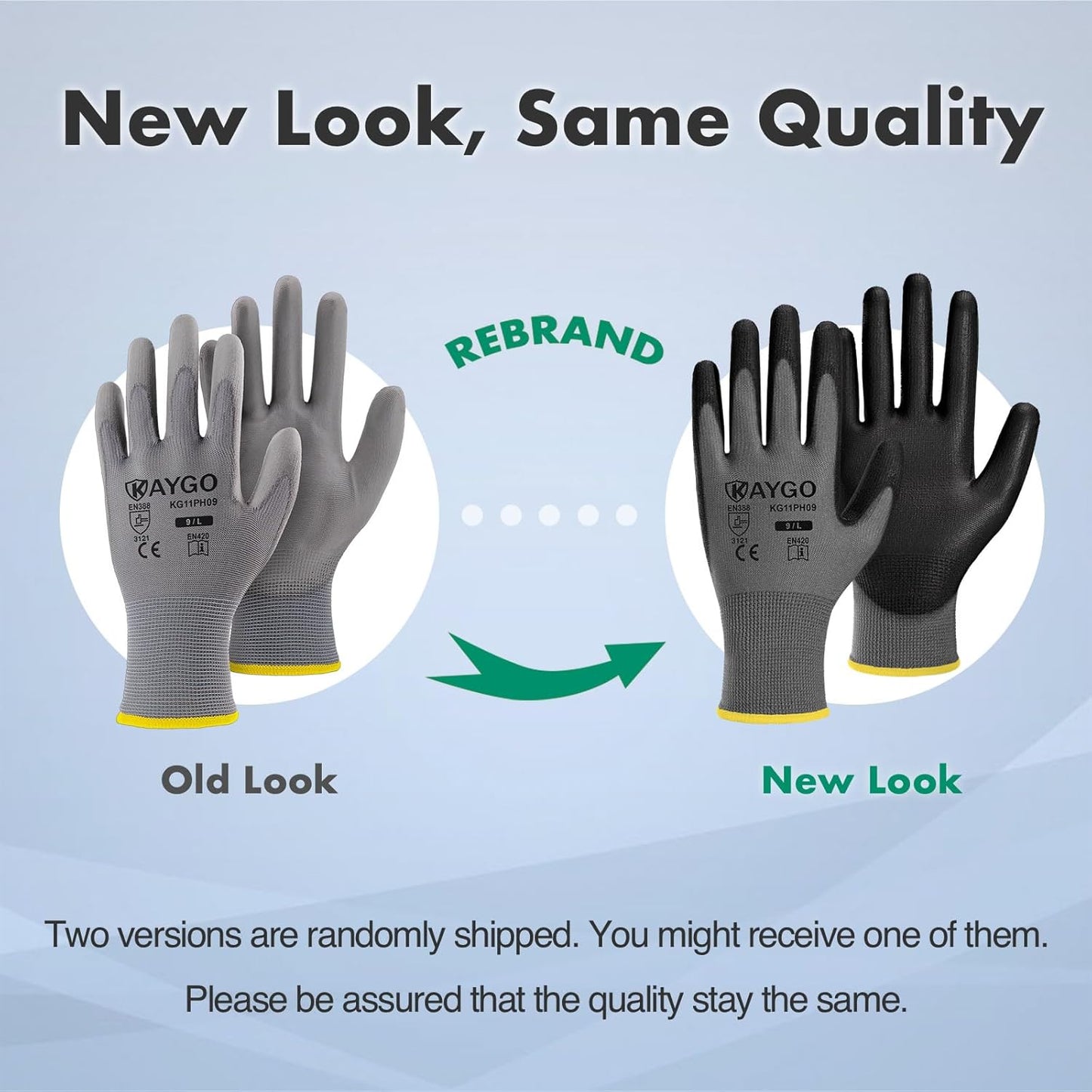 KAYGO Safety Work Gloves PU Coated-12 Pairs KG11PB Seamless Knit Glove with Polyurethane Coated Smooth Grip on Palm & Fingers for Men and Women, Gray Medium
