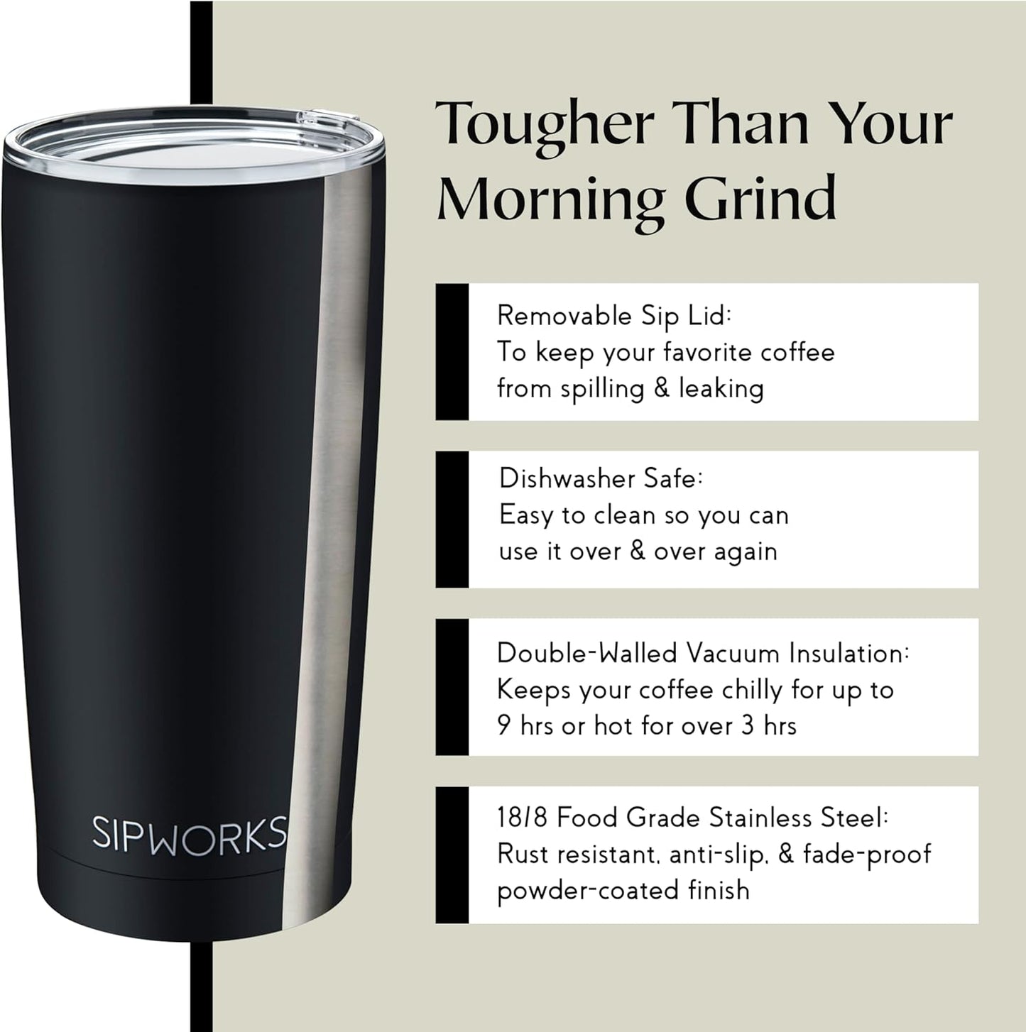 Coffee Tumbler – 20 oz Insulated Travel Coffee Mug, Spill Resistant Stainless Steel Large Coffee Cup with Lid for Hot & Iced Drinks - Mahogany