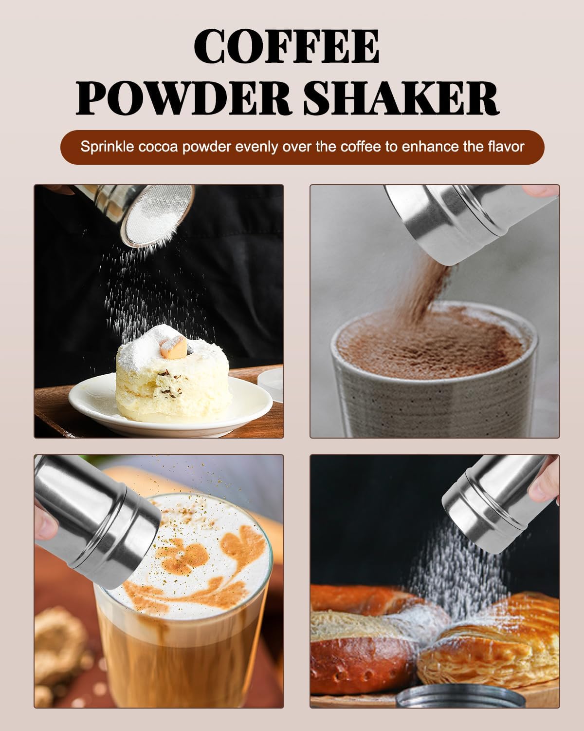 Milk Frothing Pitcher, 900ml/32oz Stainless Steel Milk Frother Cup Steaming Pitcher Espresso Machine Accessories with Decorating Art Pen, Powder Shaker, 16 PCS Coffee Decorating Stencils