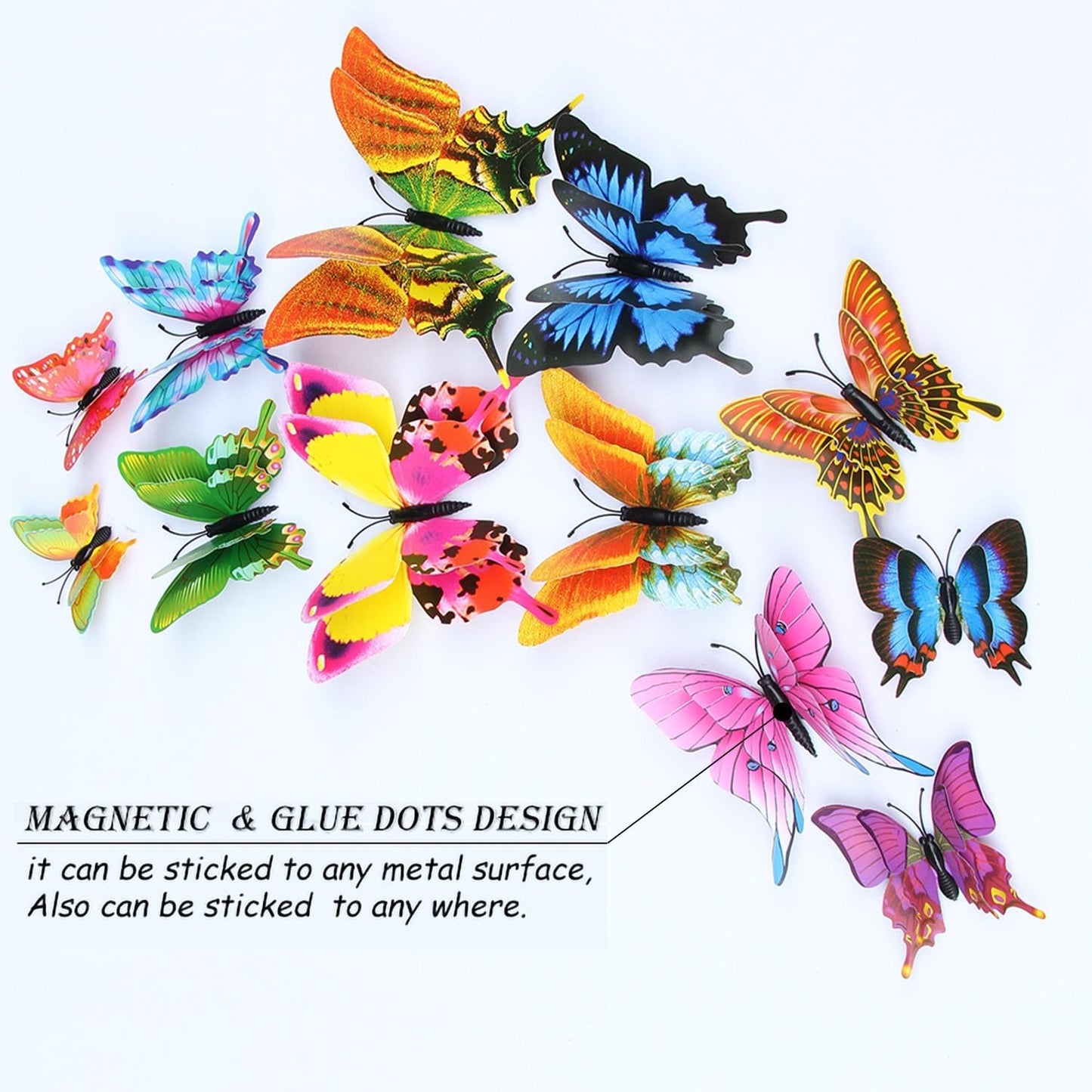 Butterfly Wall Decor 24/48 PCS, 3D Butterflies Stickers for Party Decorations with Magnets (Swallow, 48)
