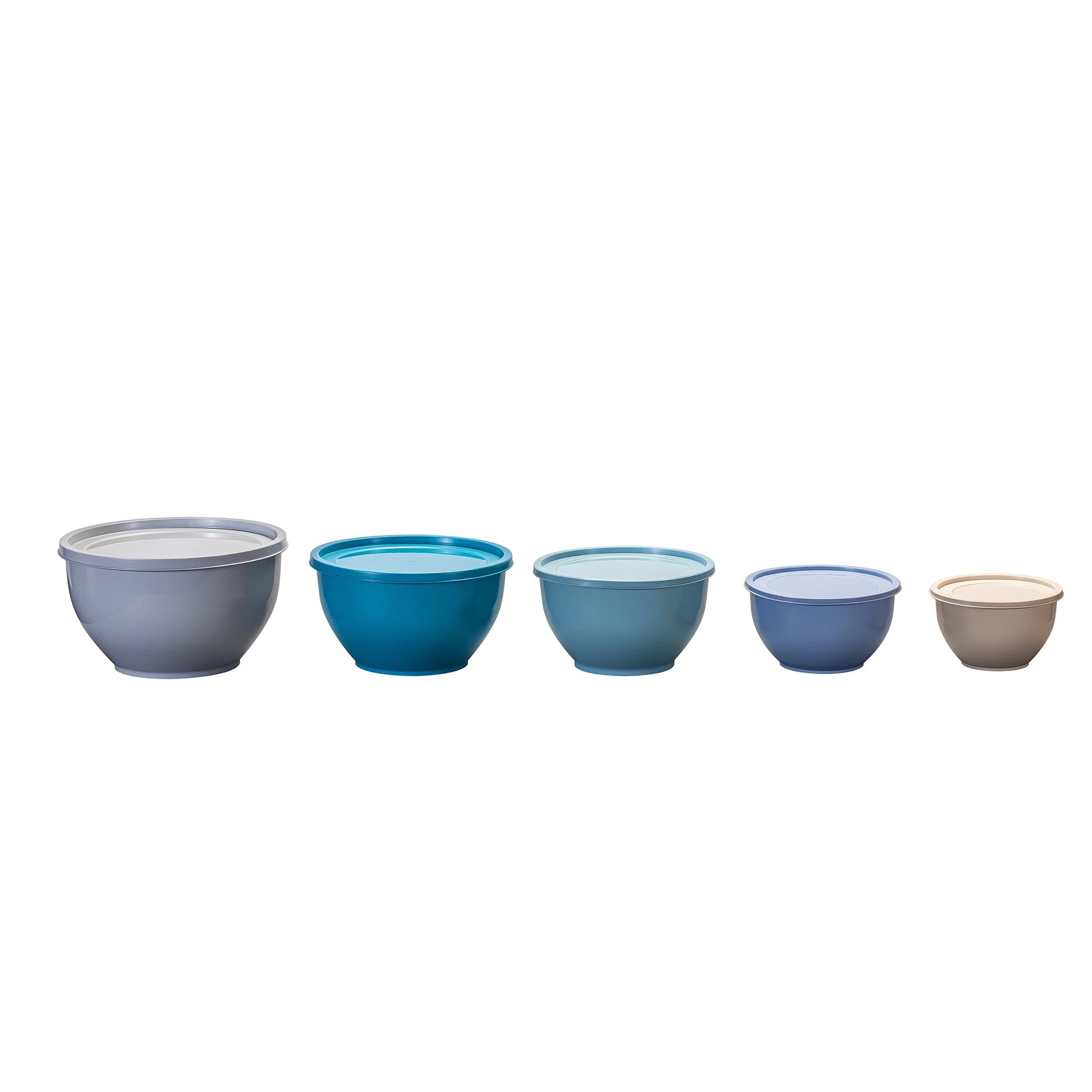 10-Piece Nonslip Nesting Plastic Mixing Bowl Set with Assorted Lids