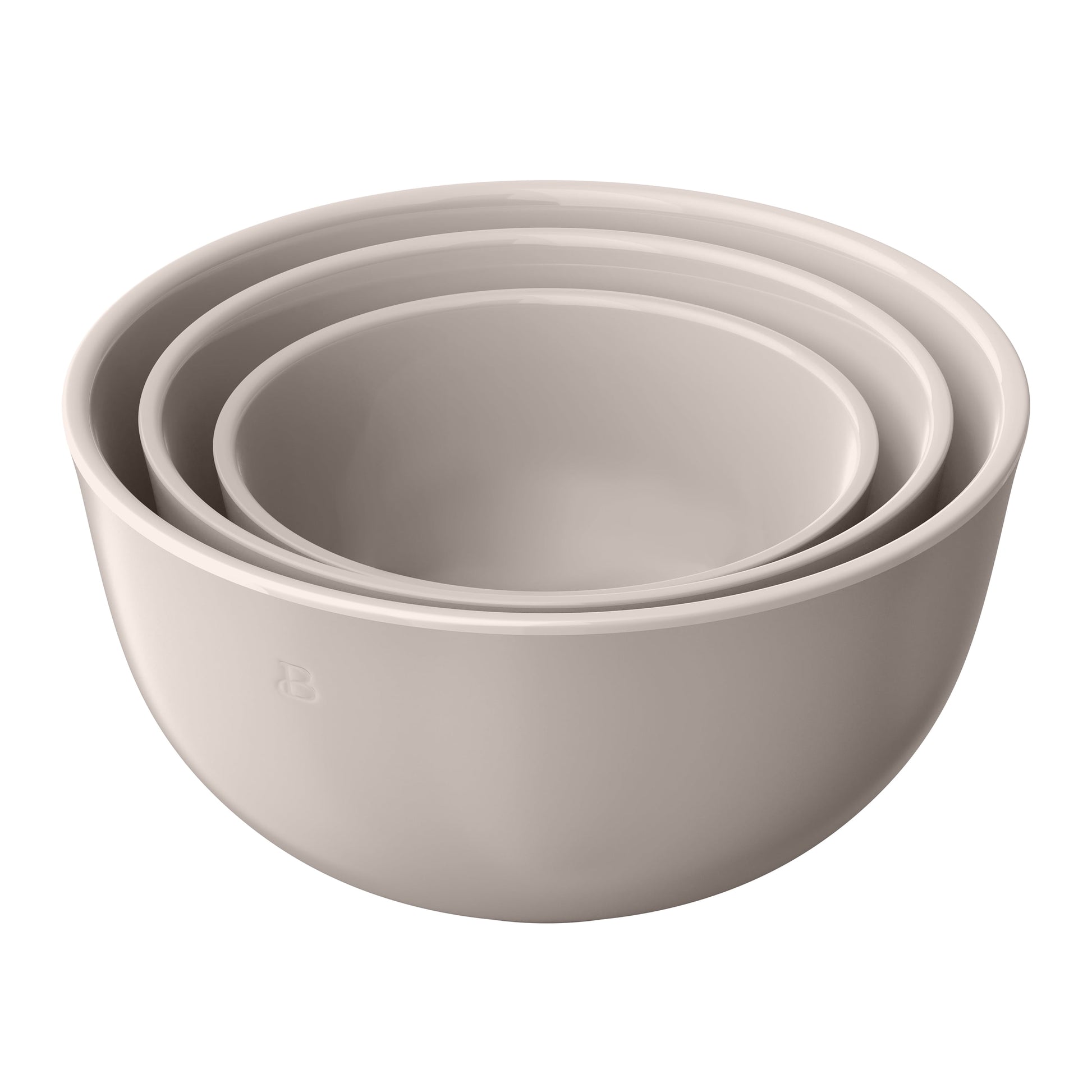 3-Piece Stoneware Nesting Mixing Bowl Set, Porcini Taupe by Drew Barrymore