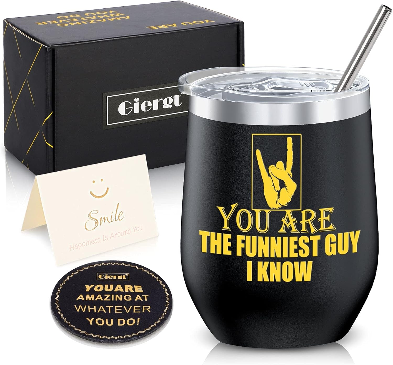 Birthday Gifts for Women - Funny Gifts for Women, 12Oz Insulated Wine Tumbler with Sayings for Women, Birthday Wine Gifts for Sister, Mom, Friends, Wife, Grandma (Tumbler Fun Black)