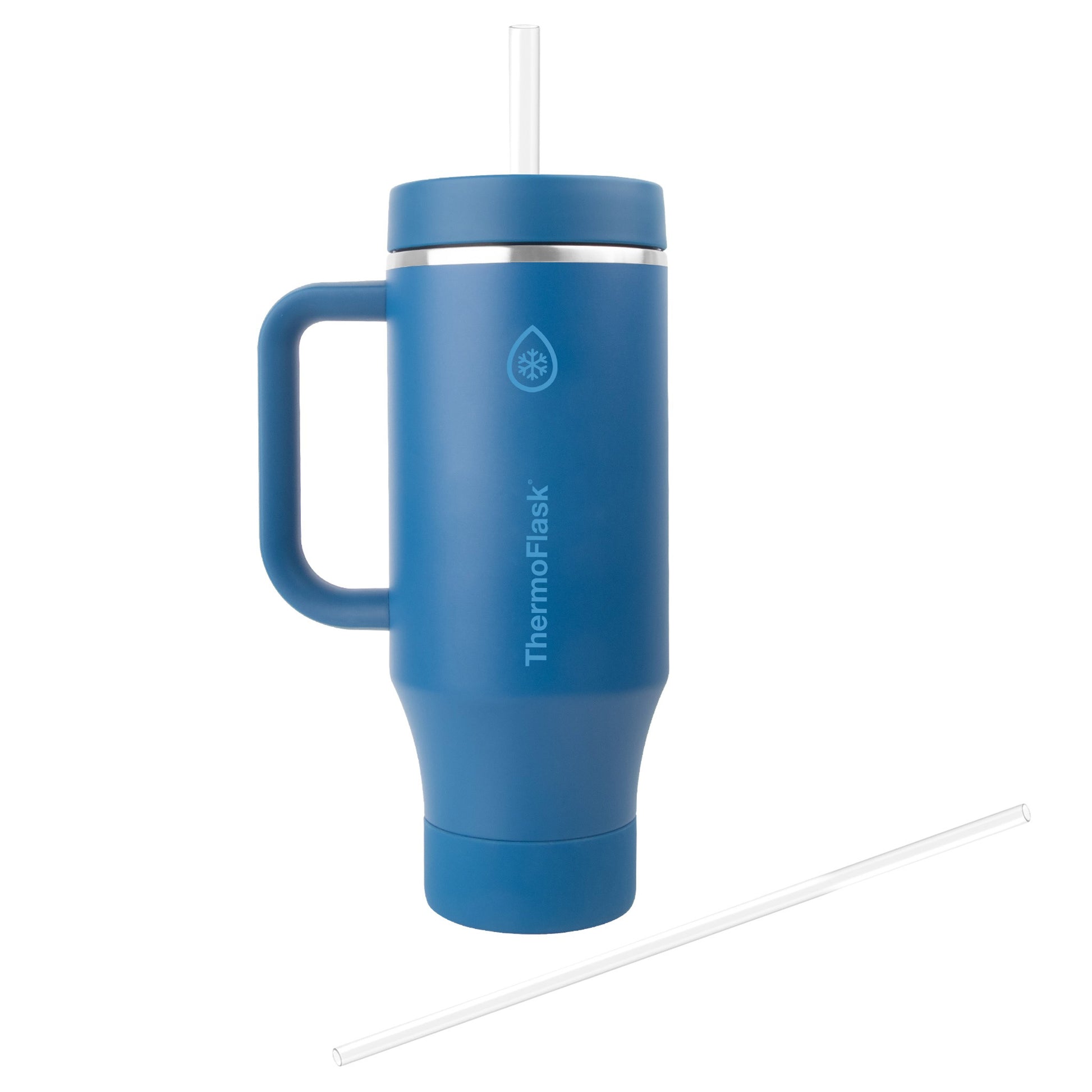 Thermoflask 40 Oz Insulated Stainless Steel Tumbler with Handle and Straw Lid, 2-Pack