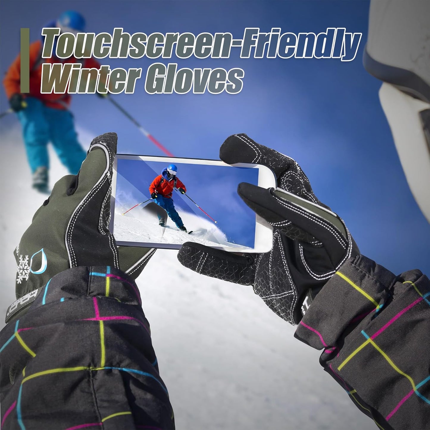 HANDLANDY Winter Insulated Work Gloves, 3M Thinsulate Thermal Water-Resistant Gloves for Men Women Touch Screen, Warm Ski Snowboard Cold Weather Gloves (Army Green, 2X-Large)