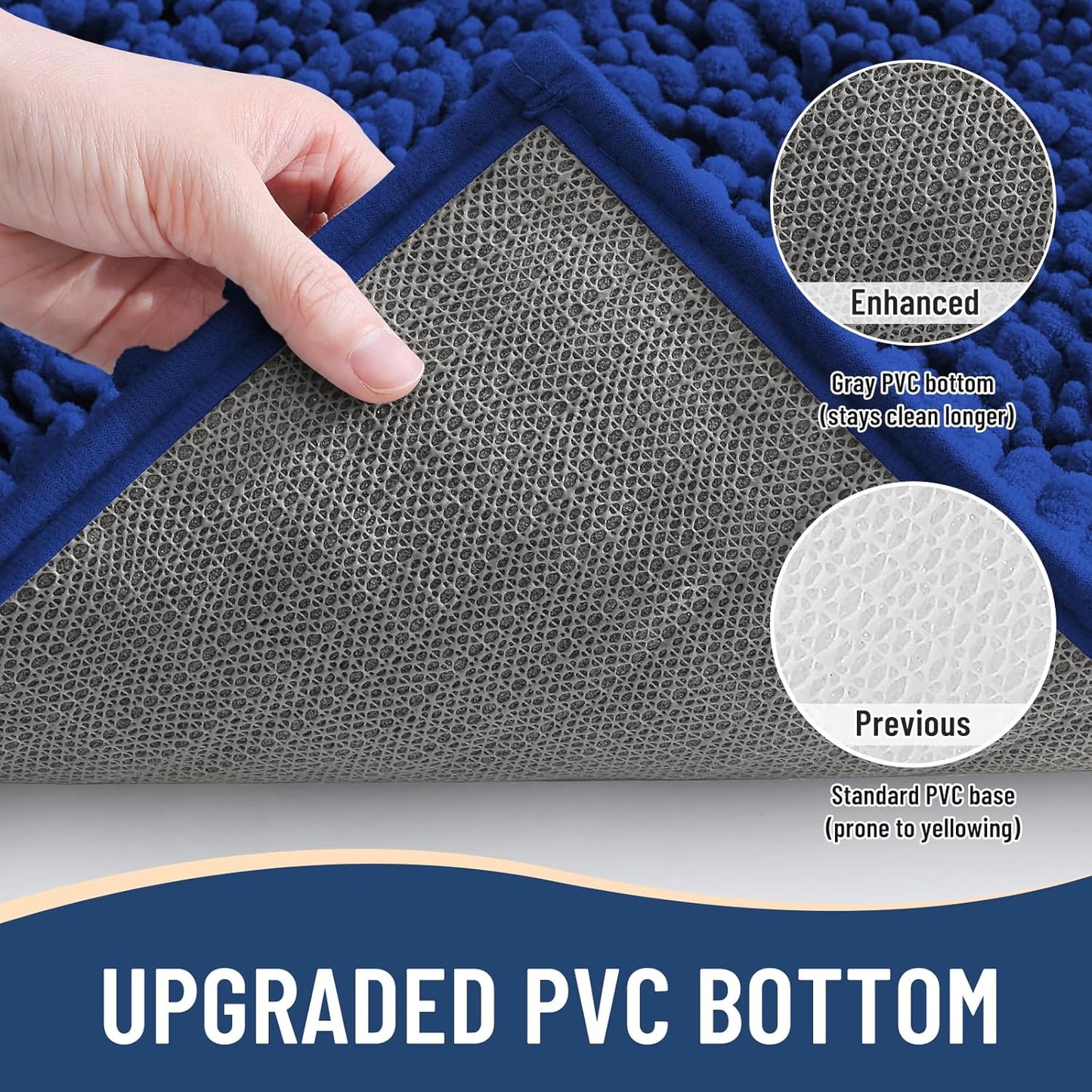Arotive Luxury Chenille Bathroom Rug Mat, Extra Soft Thick Absorbent Shaggy Bath Rugs, Non-Slip Machine Wash Dry, Plush Bath Mats for Bathroom, Shower and Tub, 30x20, Royal Blue