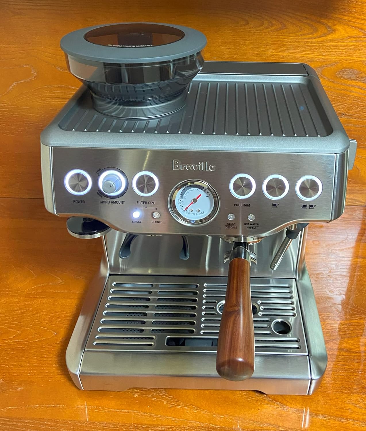 Double Spout Portafilter Compatible with Breville Barista Express Touch Bambino Infuser Duo Espresso Machine - 54mm Espresso Portafilter - Double Shot Filter Basket - Accessories - Wooden