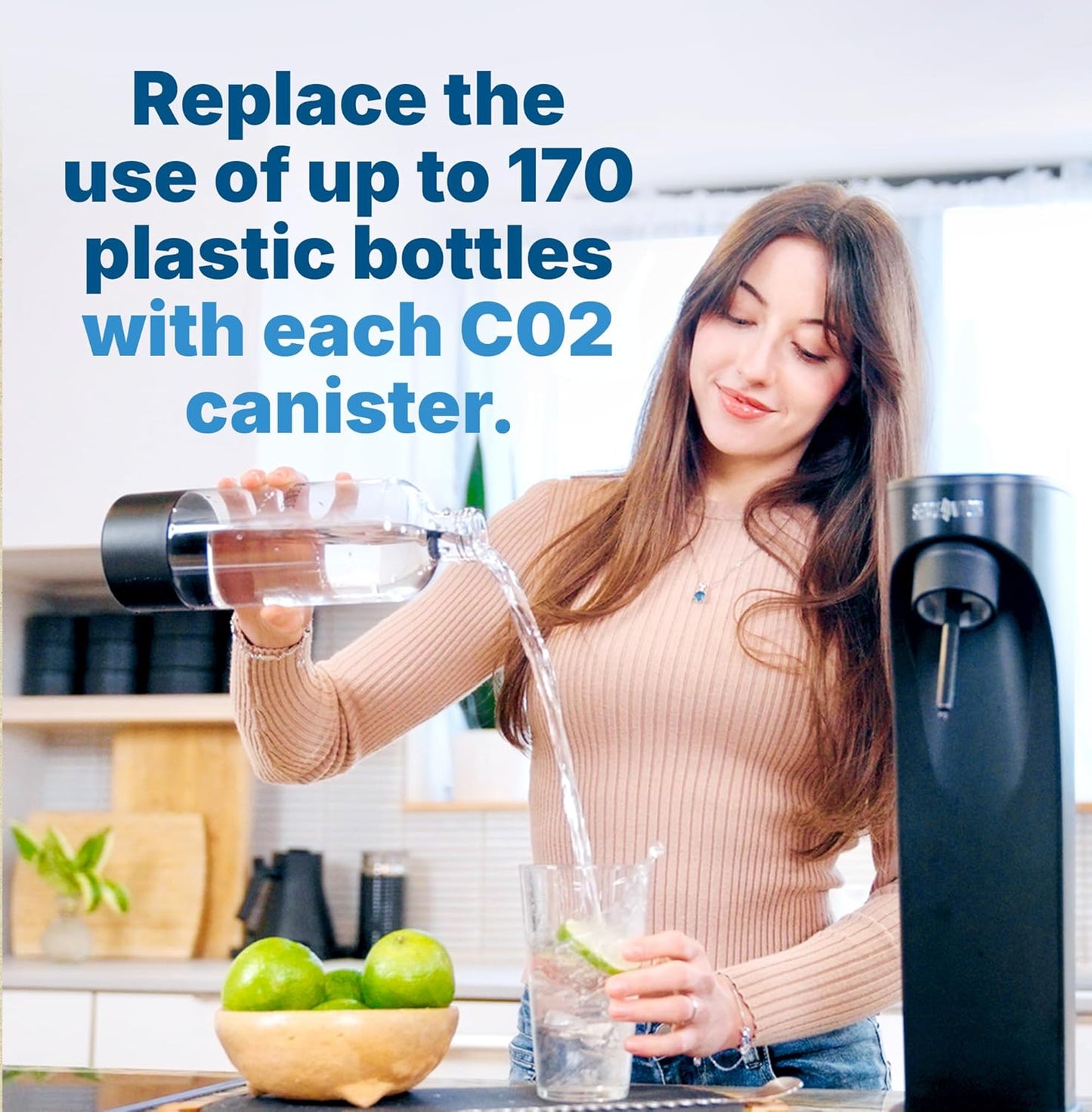 Soda Sense 60L CO2 Exchange Canister - 4 Pack, Threaded Style - Compatible with All 'Screw-In' Soda/Sparkling Water Makers, Including SodaStream BLUE Cylinder Models, Ninja Thirsti, Philips & More
