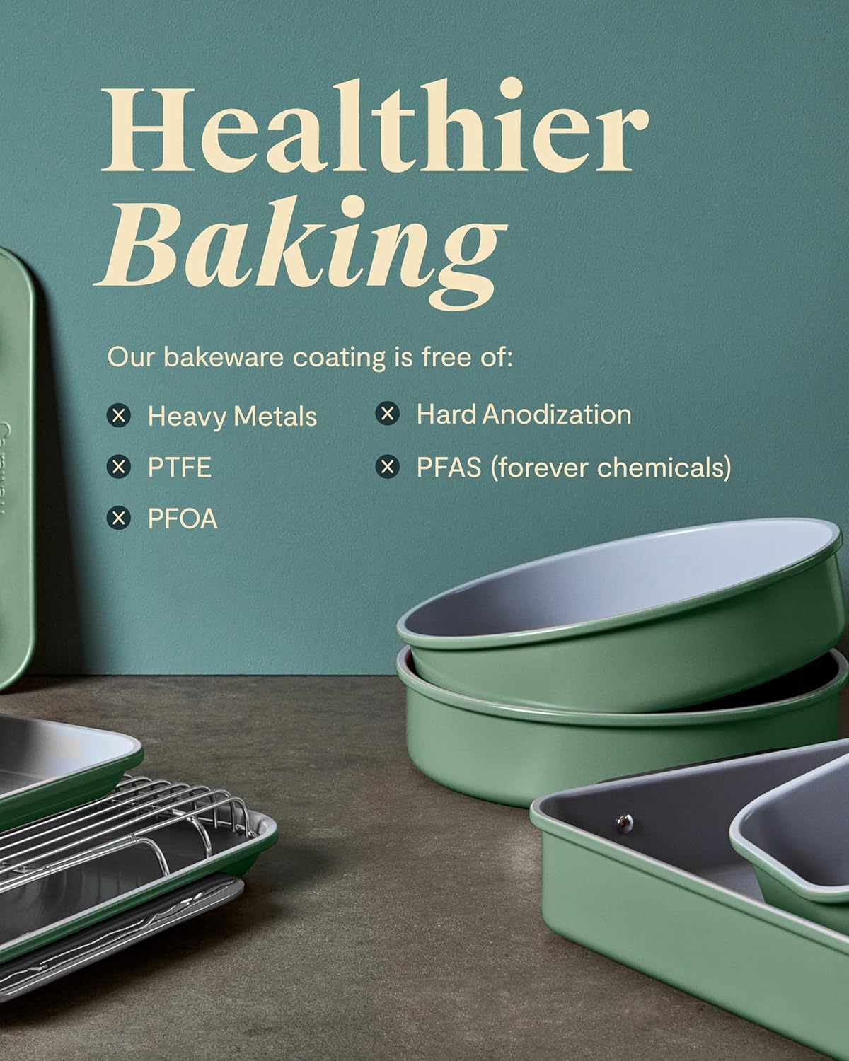 Caraway Non-Stick Ceramic Baking Sheet Duo - Naturally Slick Ceramic Coating - Non-Toxic, PTFE & PFOA Free - 18 x 13" Large & 15 x 10" Medium - Gray