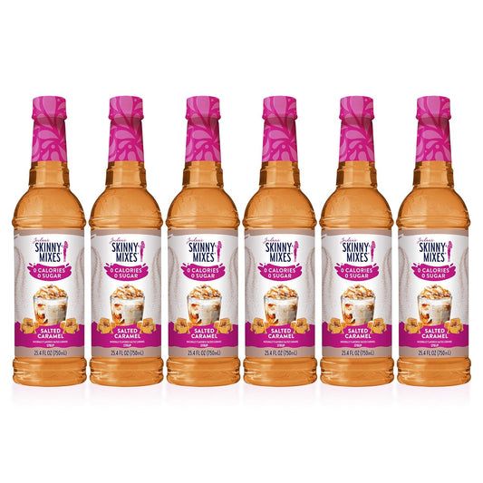 Jordan's Skinny Syrups Sugar Free Coffee Syrup, Salted Caramel Flavor Drink Mix, Zero Calorie Flavoring for Chai Latte, Protein Shake, Food & More, Gluten Free, Keto Friendly, 25.4 Fl Oz, (Pack of 6)