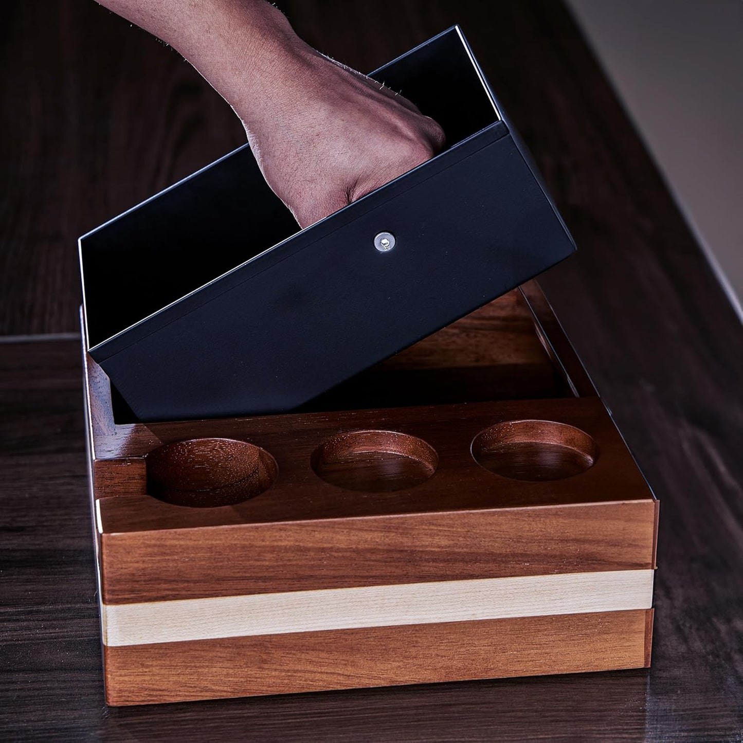 Espresso Knock Box With 54mm Tamping Station For Breville Espresso Accessories Adjustable Portafilter Height, Detachable Coffee Dump Bin