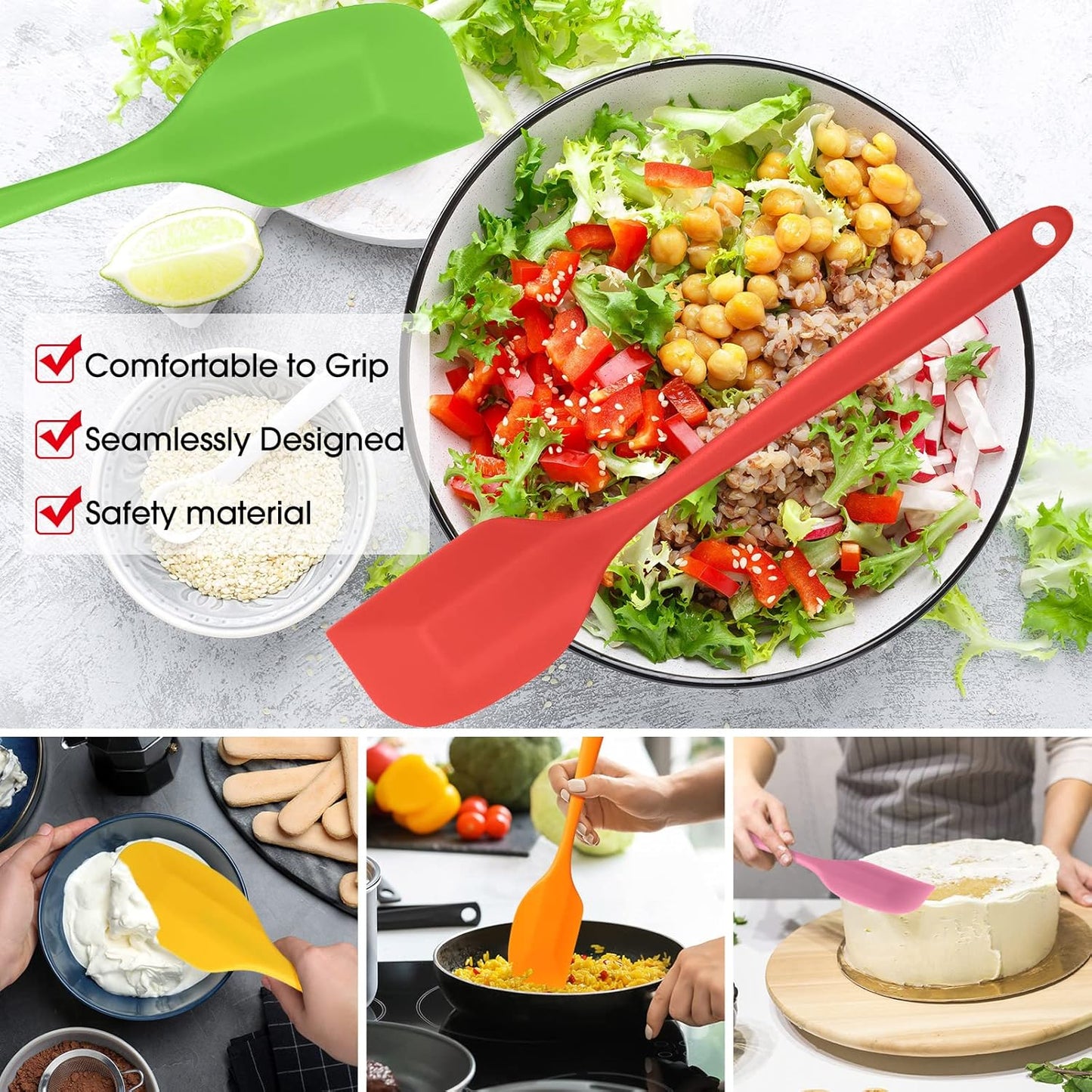 Irenare 36 Pcs Mini Silicone Spatulas Bulk 8.3 Inch Heat Resistant Scrapers Rubber Spatulas Seamless Design Non Stick Flexible for Kitchen Use Cooking Baking Mixing
