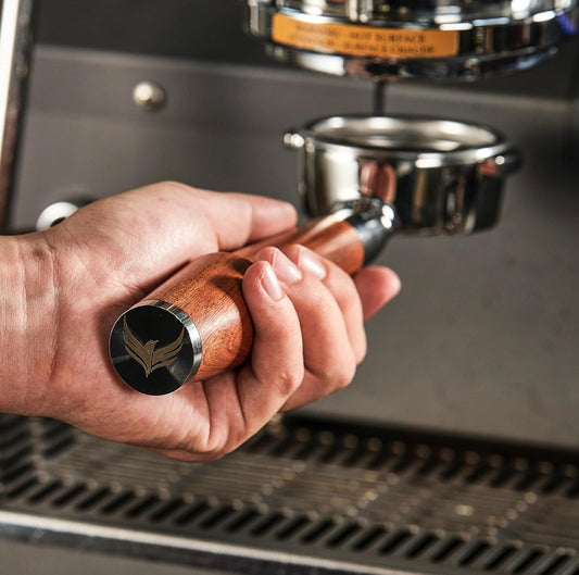 58mm Naked Portafilter Compatible with Breville Dual Boiler, Oracle, Oracle Jet Espresso Machines Rosewood Handle 2 Ears 18-21g Double Shot Filter Basket Included