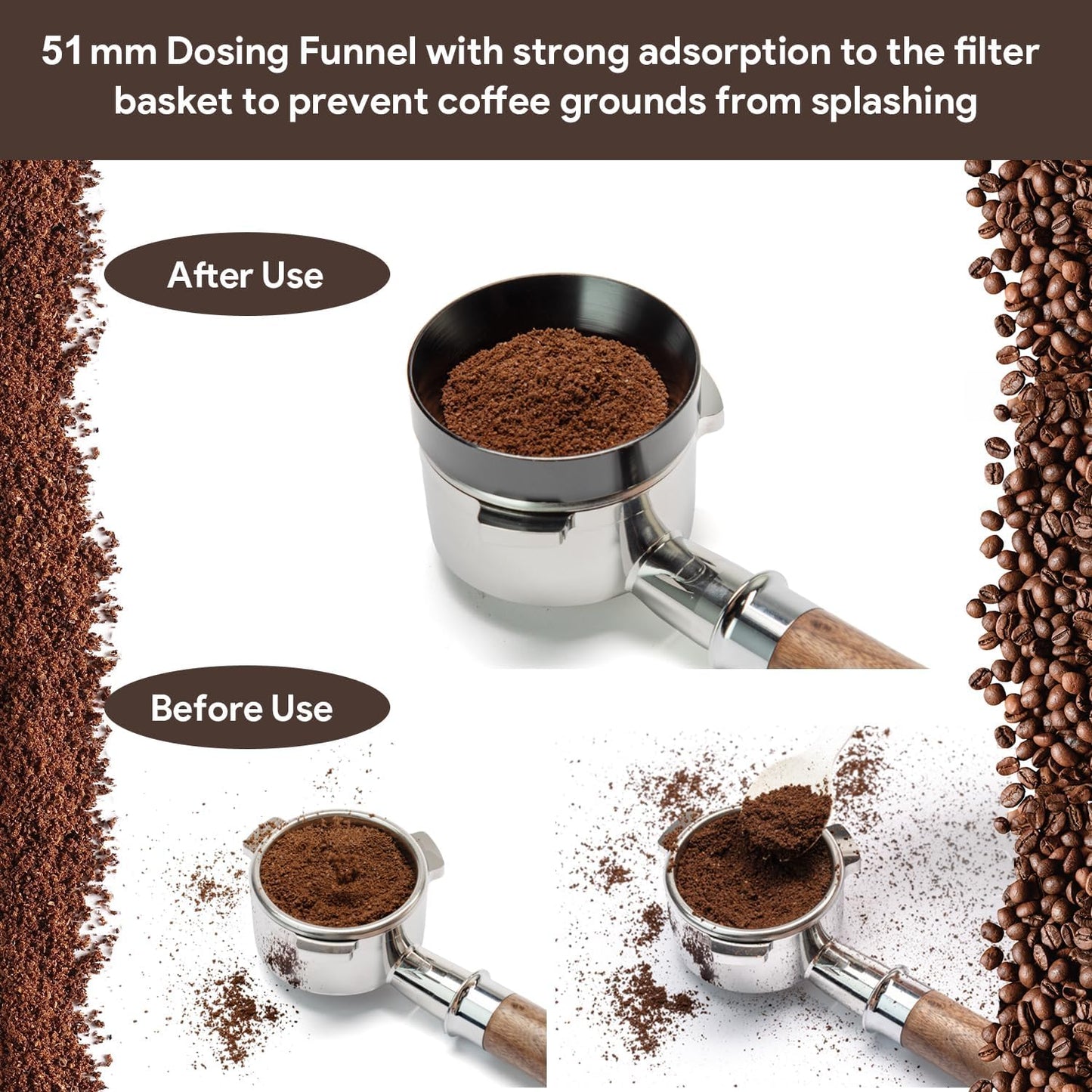 Espresso Accessories Kit 51mm Tamper: Espresso Tamper Kit, Coffee Tamper Tool Espresso Kit | WDT Tool Espresso, Dosing Funnel, Tamper Mat, Espresso Tools for Espresso Machines and 51mm Portafilters