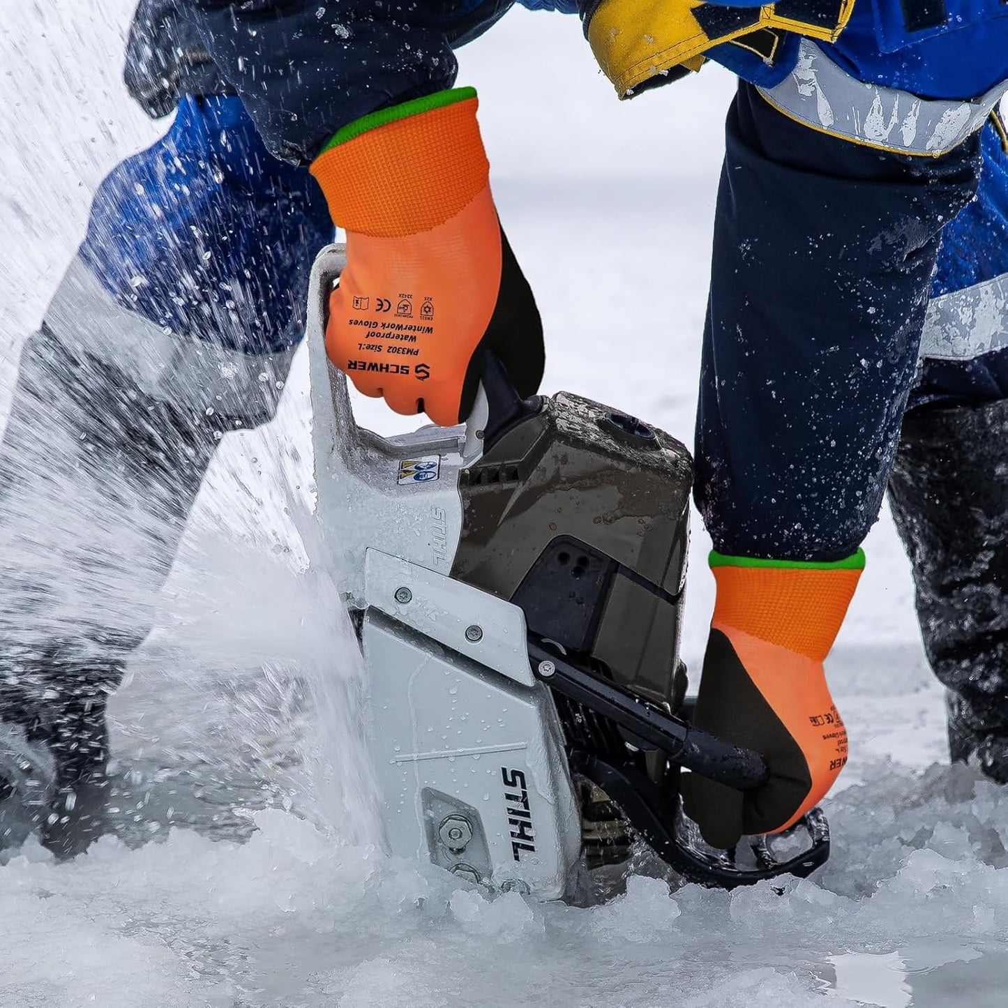 Schwer FreezeGuard Waterproof Work Gloves PM3302, ANSI A2 Cut Resistant Freezer Gloves for Outdoor Cold Weather Keep Hands Warm Below Zero, Waterproof Gloves for Shoveling Snow, Ice Fishing, XL