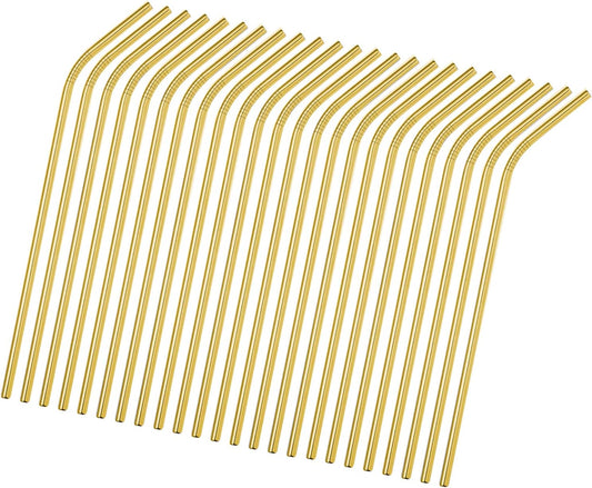 Reusable Metal Straws 50Pack.Ultra Long 10.5¡±Gold Color Stainless Steel Drinking Straws in Bulk For Wholesale.265x6mm Straight Curved Straws for 20/30oz Tumblers Yeti (50pcs all bent Gold-10.5")