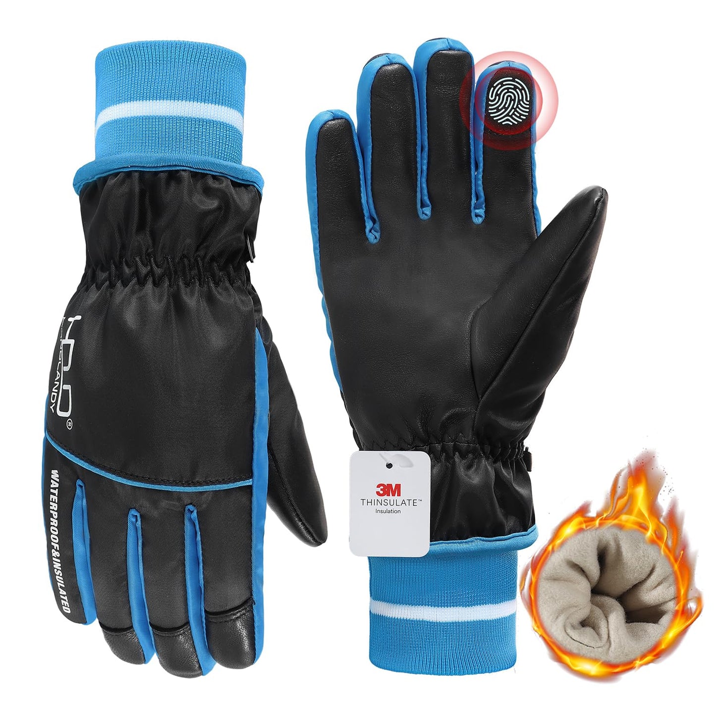 HANDLANDY Insulated Work Gloves Waterproof for Men Women, 3M Thinsulate Ski Gloves Winter Cold Weather Work Gloves Touchscreen (Medium, Black)