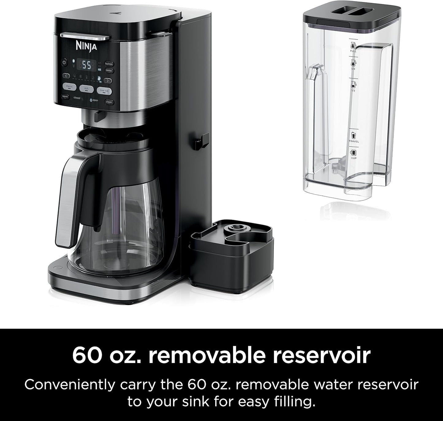 Ninja | Drip Coffee Maker | DualBrew Pro Hot & Iced Coffee Machine | Use with K-Cup Coffee Pods | 3 Brew Styles (Classic, Rich, & Iced) | 60oz Removable Reservoir & Dishwasher Safe | Black | CFP101