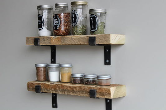 Urban Legacy Accent Shelves | Reclaimed Barn Plank | Set of 2 with Full Brackets (Natural 18"x 4.5"x 2")