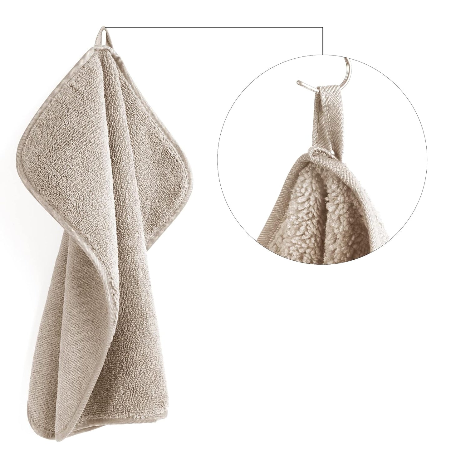 POLYTE Premium Lint Free Microfiber Washcloth Face Towel, 13 x 13 in, Set of 6 (Beige)