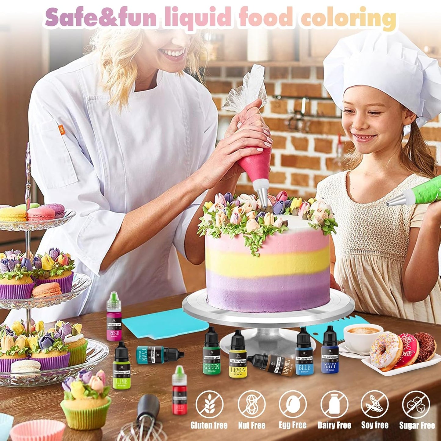 Food Coloring - Vibrant Liquid Icing Food Coloring Set for Baking, Cake Decorating, Easter Egg, Airbrush - Tasteless Food Color Dye for Fondant, Slime, DIY Crafts - 5.5 Fl.oz / 160ml Each (Red)