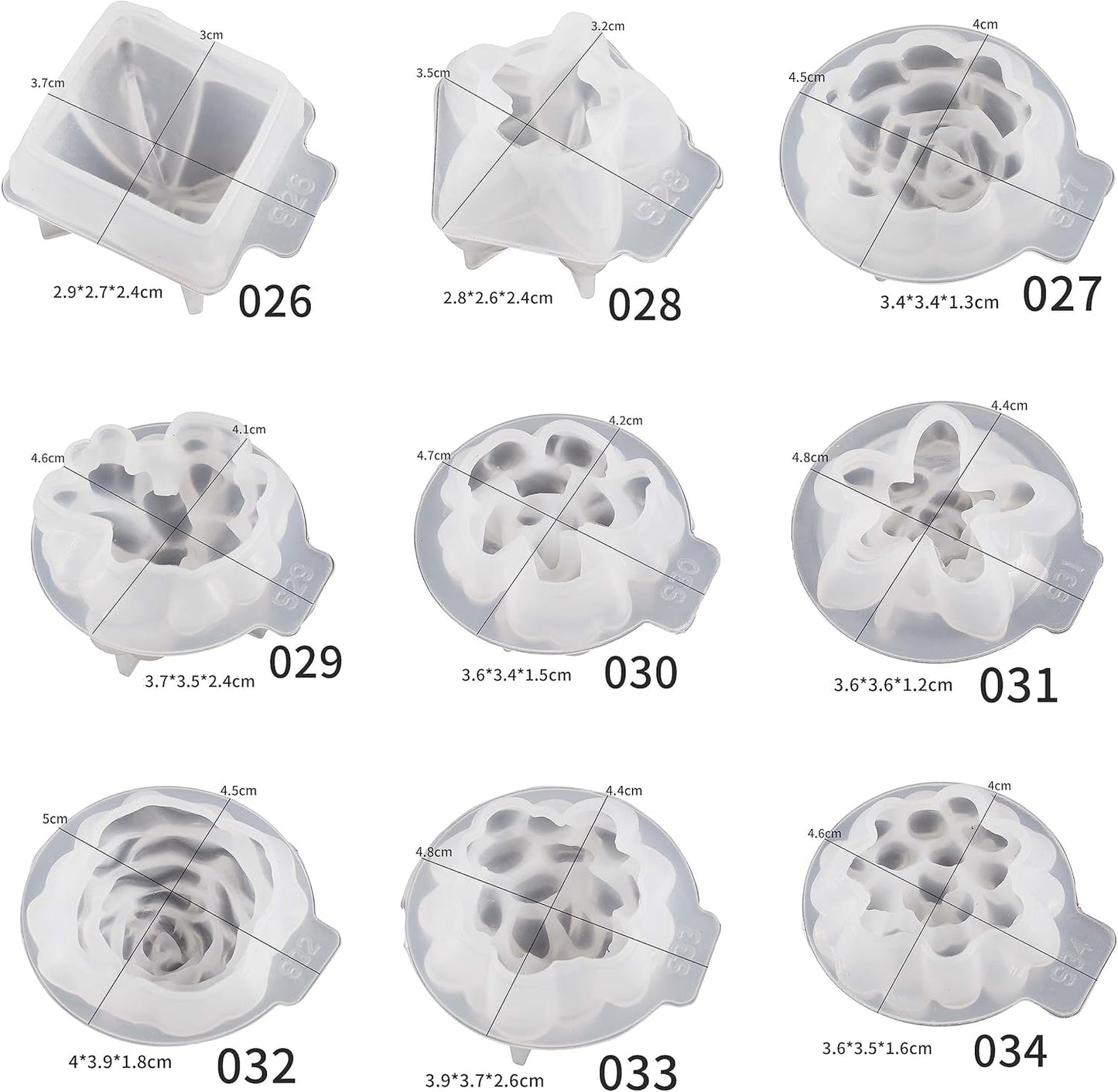 18 Pack Flower Succulent Candle Molds Peony Rose Resin Casting Silicone Molds for Home Decor & Candle Making Wave Spiral Mold