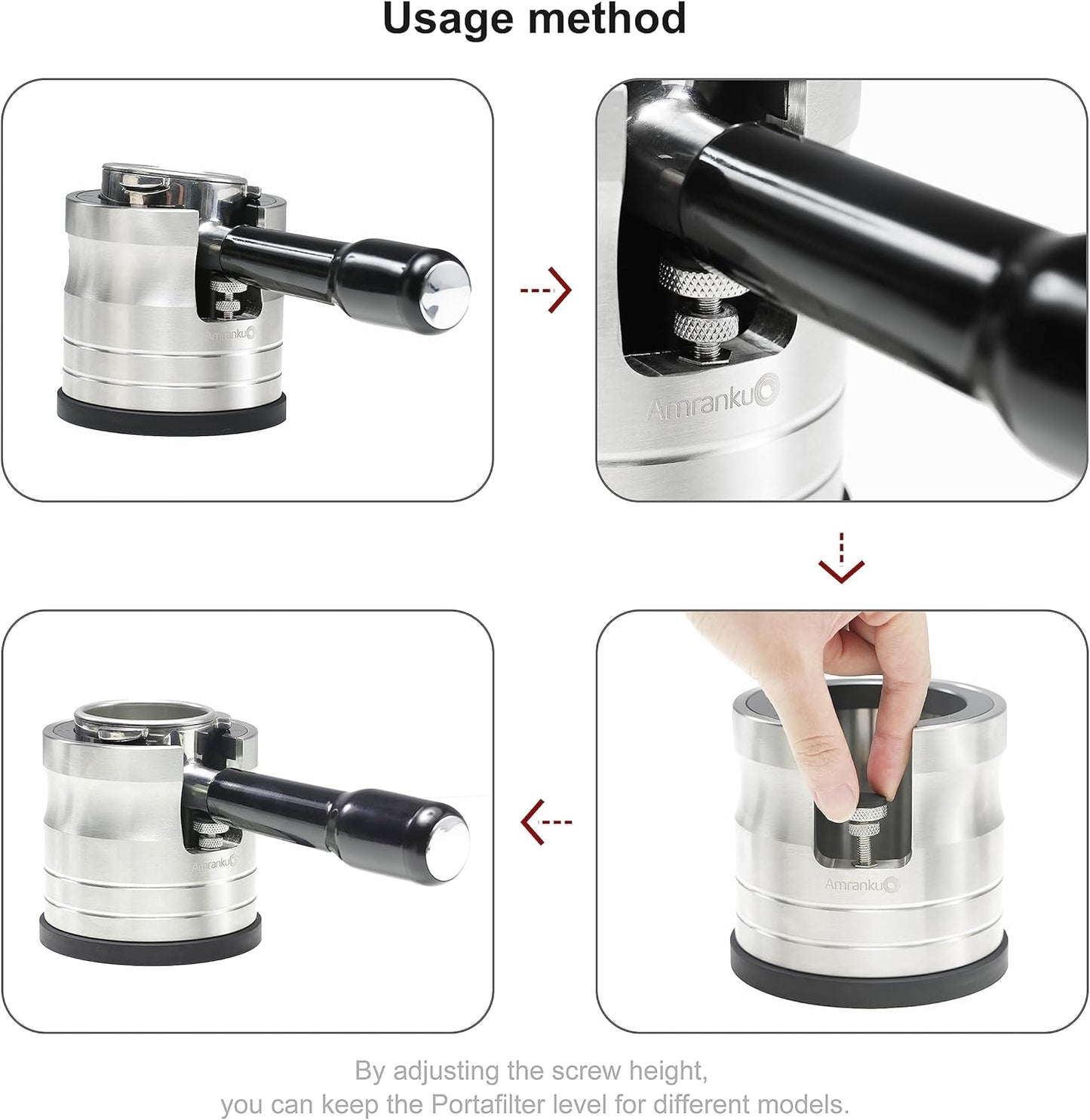 Portafilter Holder Crafted from Solid 304 Stainless Steel | Espresso Tamping Station with Stable and Efficient Puck Preparation | Non-Slip Base | Ideal for 54mm Espresso Machines Portafilter