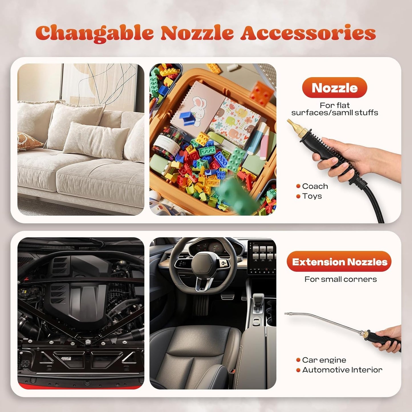 Moongiantgo Handheld Steam Cleaner 2500W High Pressure 1.5L Steamer for Cleaning, Portable Steam Cleaner for Home Kitchen Bathroom, Steam Cleaner for Car Detailing Grout Tile (White)