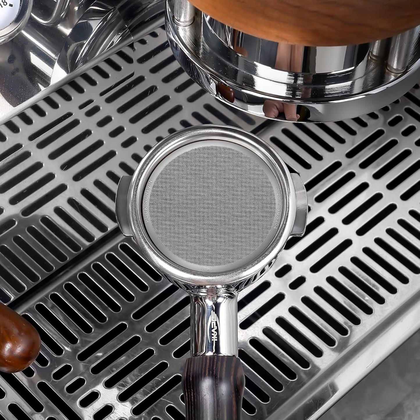 IKAPE 53.3mm 2pc Espresso Puck Screen, 0.2mm Thickness, Reusable Metal Ultra-thin & Ultra-light Coffee Filters, Food-grade 316 Stainless Steel Coffee Puck Screen for Espresso Baristas