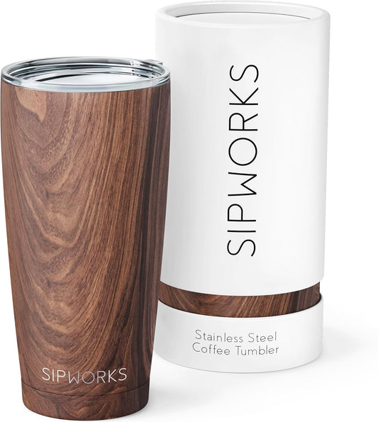 Coffee Tumbler – 20 oz Insulated Travel Coffee Mug, Spill Resistant Stainless Steel Large Coffee Cup with Lid for Hot & Iced Drinks - Mahogany