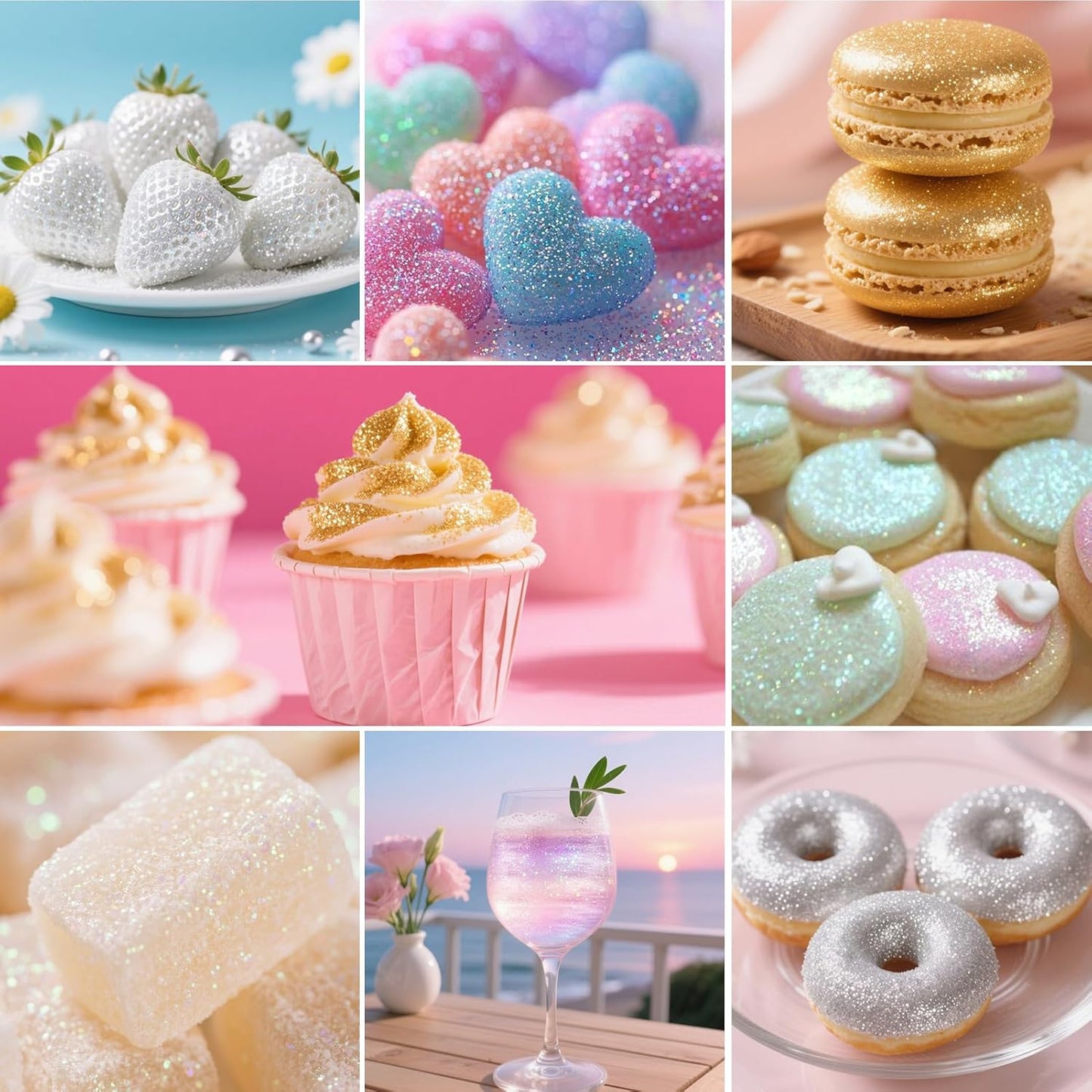 Edible Glitter Spray,2 Colors Gold & Iridescent Food Grade Edible Glitter Set for Drink Cake Beverages,Cupcakes,Cake Pops and Cookies Decorating