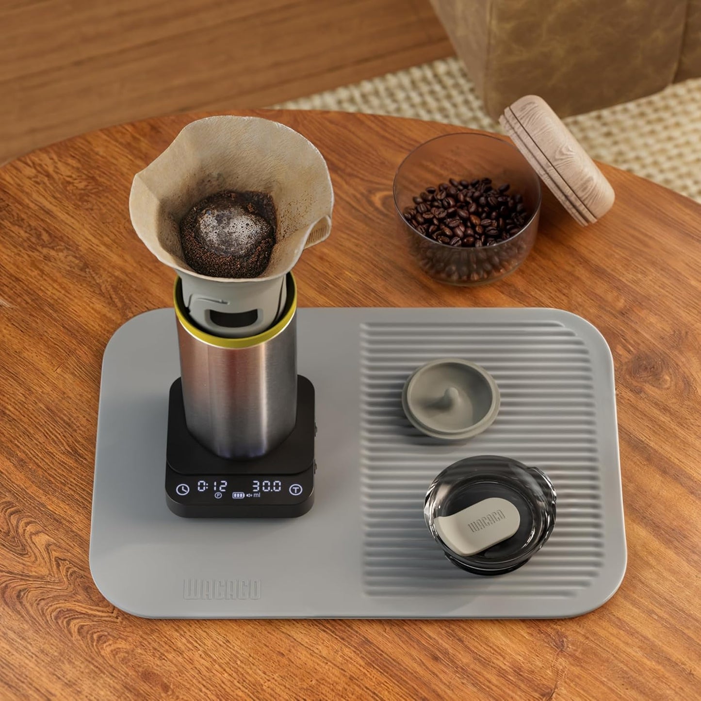 WACACO Exagram Pro Coffee Scale with Timer, Smart Espresso Scale with Carrying Box, Automatic Timing Rechargeable Mini Digital Coffee Weight Scales Gram&Ounce&Milliliter, Food Kitchen Scale, Black