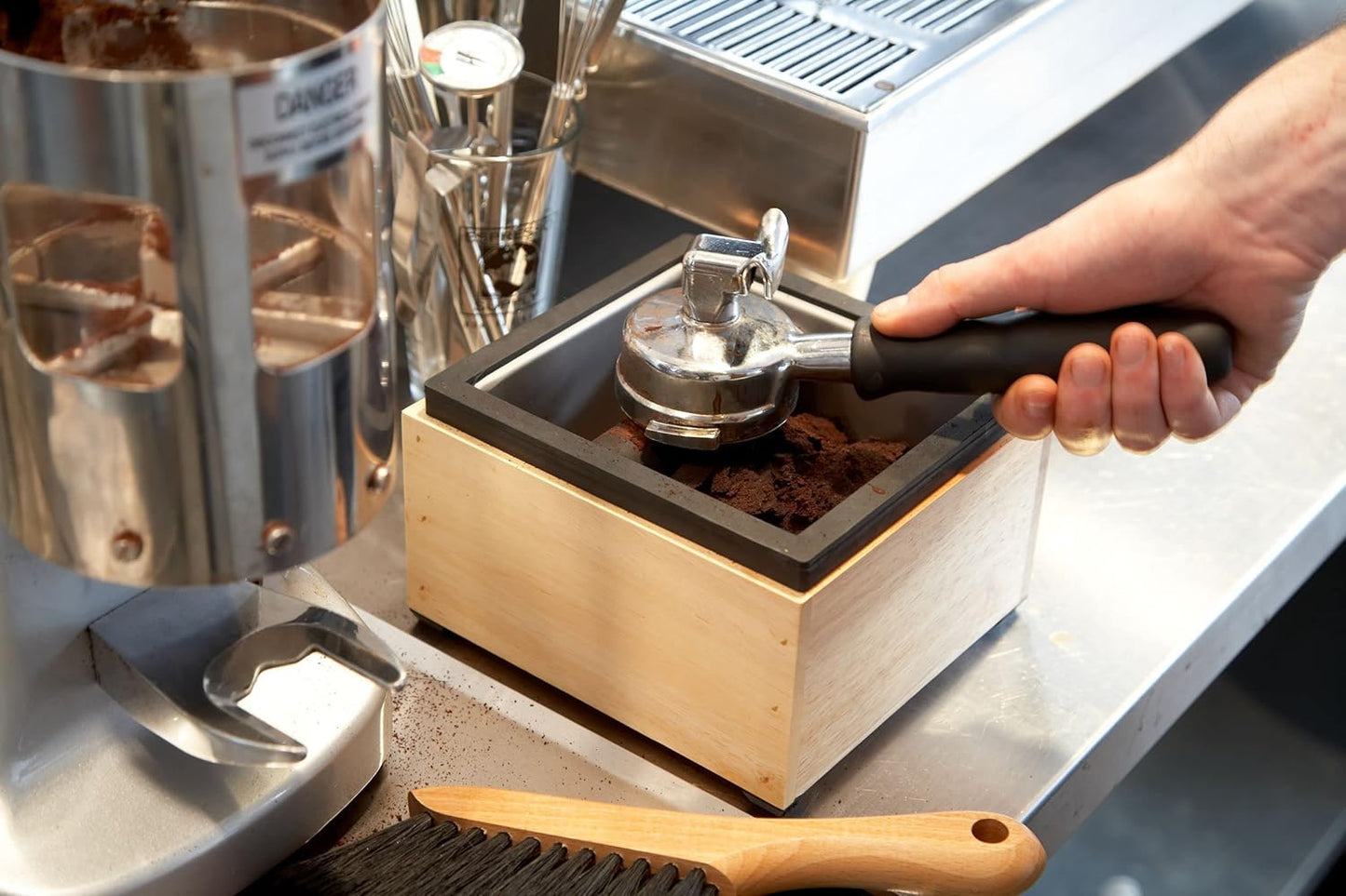 Rattleware Stainless Steel Knock Box - Perfect for Home, Cafe, Restaurant, Hotel, Office, or Commercial Establishment - Heavy Duty Knock Box Trusted By Baristas Worldwide (7.44" x 6.89" x 4.41")