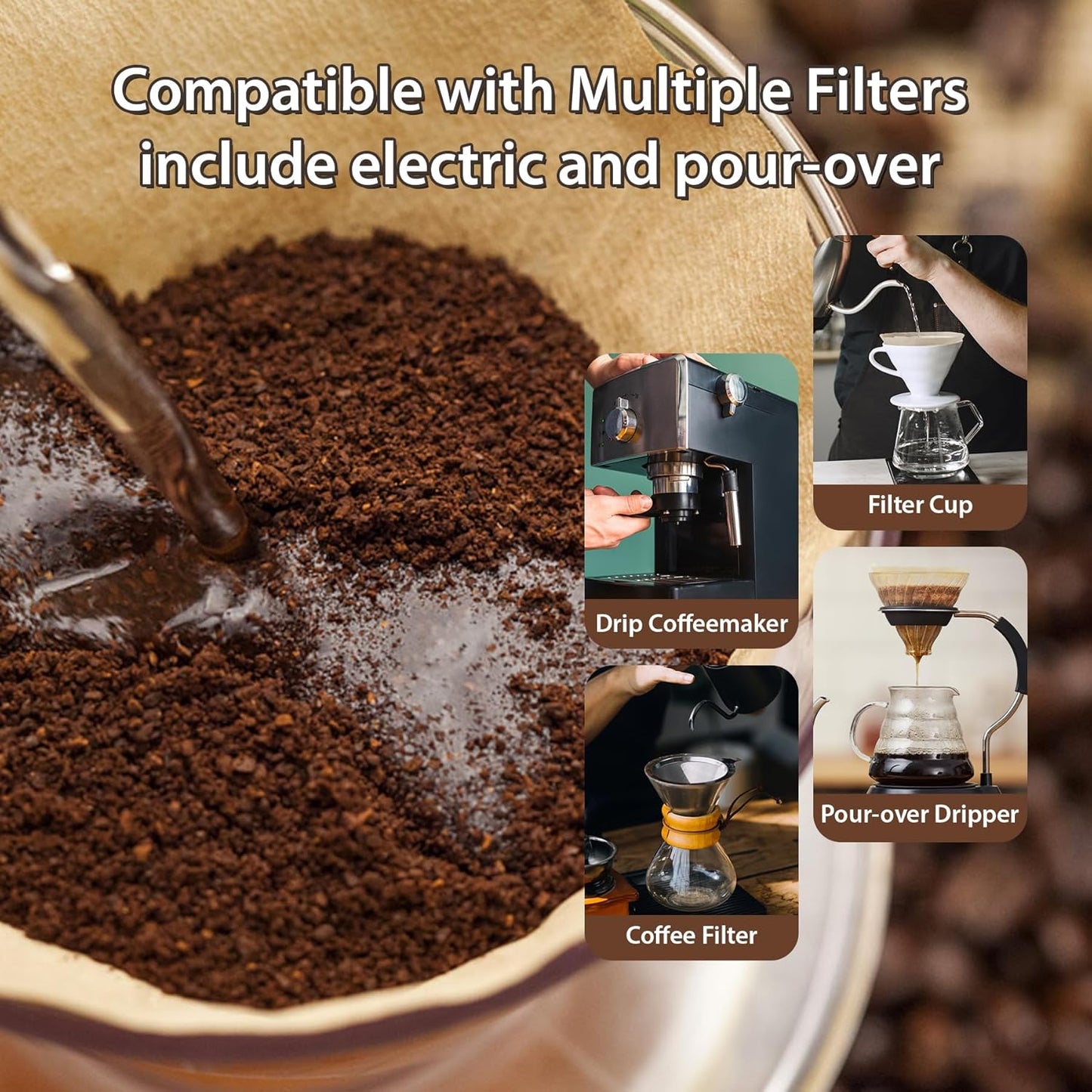 Coffee Filters V60 Coffee Filter Size 02 Cone Coffee Filters 2-4 Cups for Pour Over and Drip Coffee Maker(Natural Brown, 100 Count)