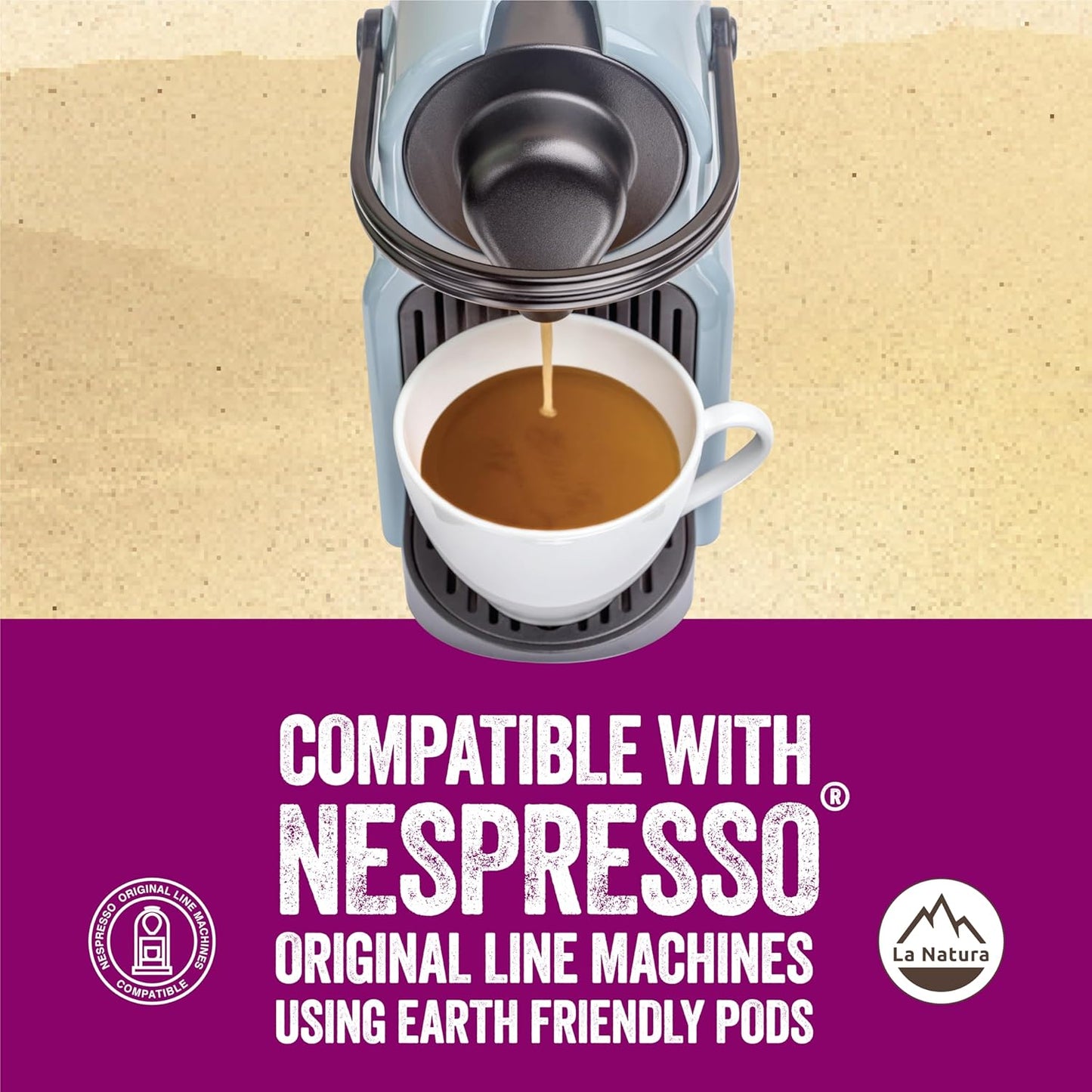 La Natura European-Style Beauty Coffee Pods - For Original Line Nespresso Machines - Espresso Roast with Biotin, Selenium, and Zinc for Healthy Hair, Skin, Nails - Pack of 60