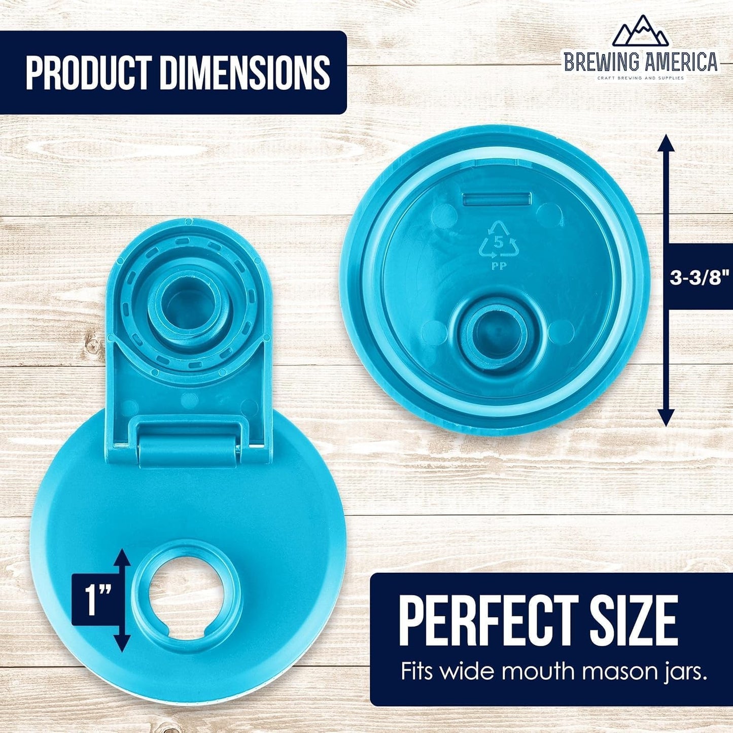 Brewing America Mason Jar Drinking Cup Pint and Half Drinking Lid and Azure 24oz Jar (1, Teal)