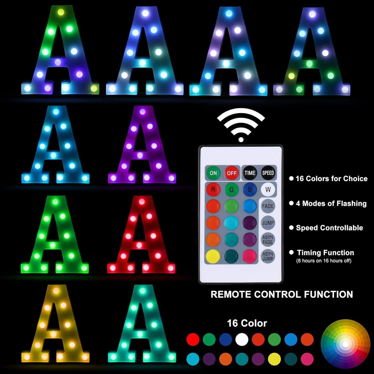 Foaky Colorful LED Number Lights with Remote,MarqueeLight Up Number Sign for Night Light Wedding/Birthday Party Battery Powered Christmas Lamp Home Bar Decoration (3)