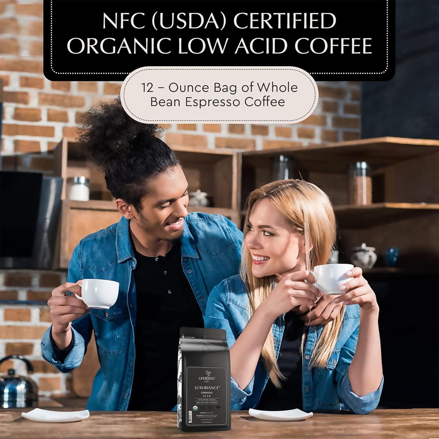 Lifeboost Organic Espresso Beans Whole - Non-GMO Low Acid Single Origin Organic Espresso Coffee - Third Party Tested For Mycotoxins & Pesticides - Whole Bean - 12 Ounces, Pack of 3