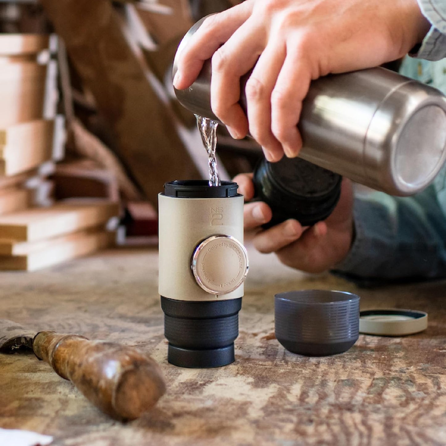 WACACO Minipresso NS2, Portable Espresso Maker Compatible with NS Original Capsules and Compatibles, Manually Operated, 18 Bar Small Handheld Coffee Machine for Travel, Camping