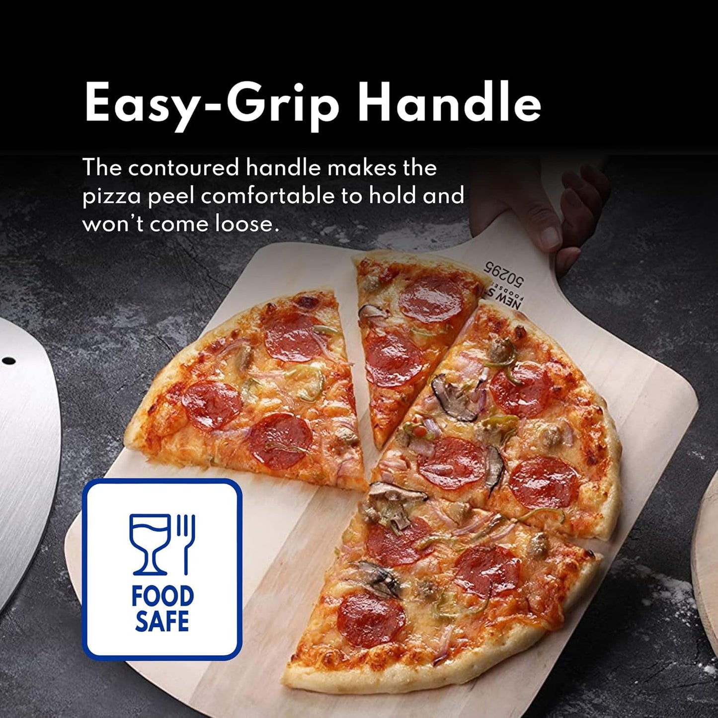 New Star Foodservice 50332 Restaurant-Grade Wooden Pizza Peel, 18" L x 16" W Plate, with 8" L Wooden Handle, 26" Overall Length