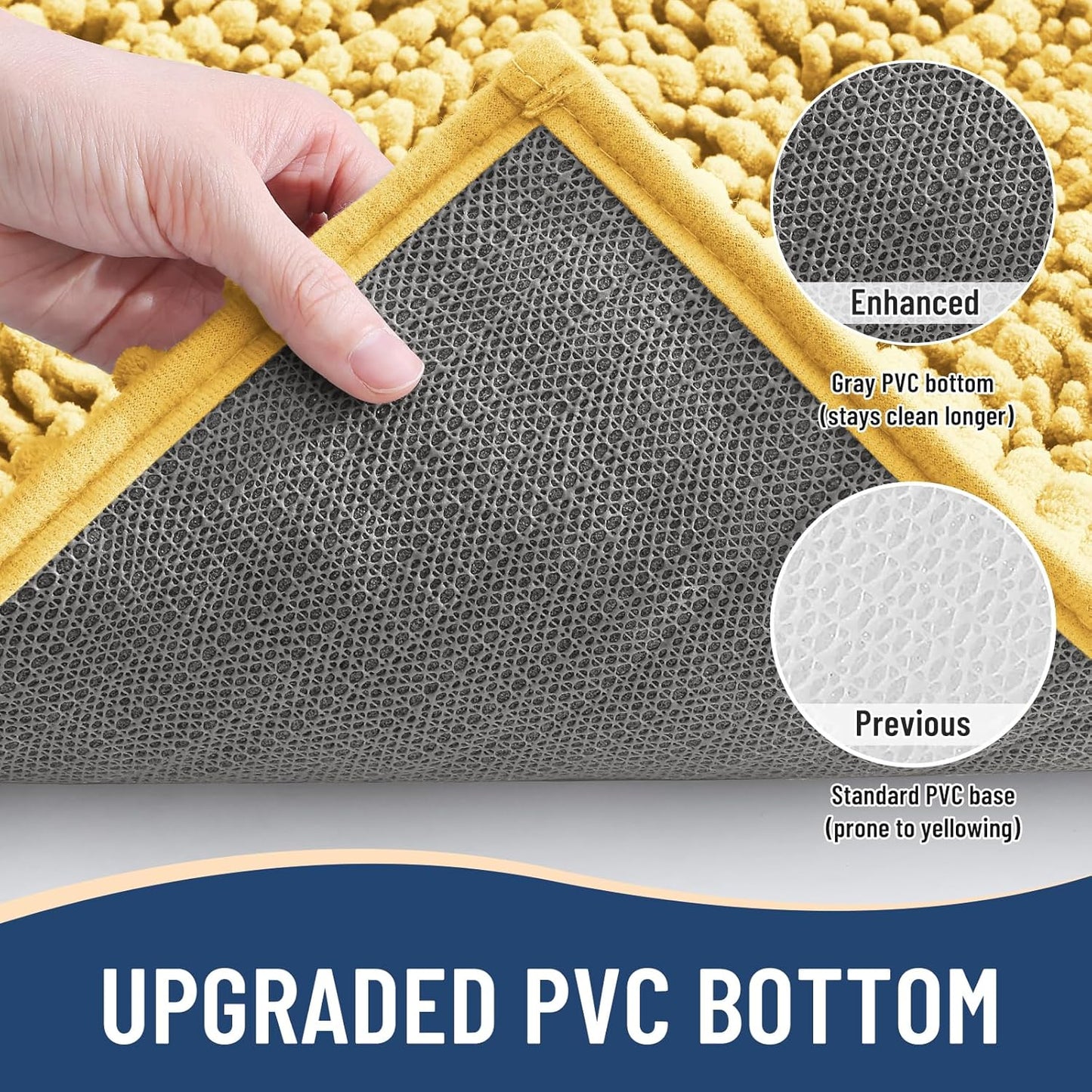 Arotive Luxury Chenille Bathroom Rug Mat, Extra Soft Thick Absorbent Shaggy Bath Rugs, Non-Slip Machine Wash Dry, Plush Bath Mats for Bathroom, Shower and Tub, 36x24, Yellow